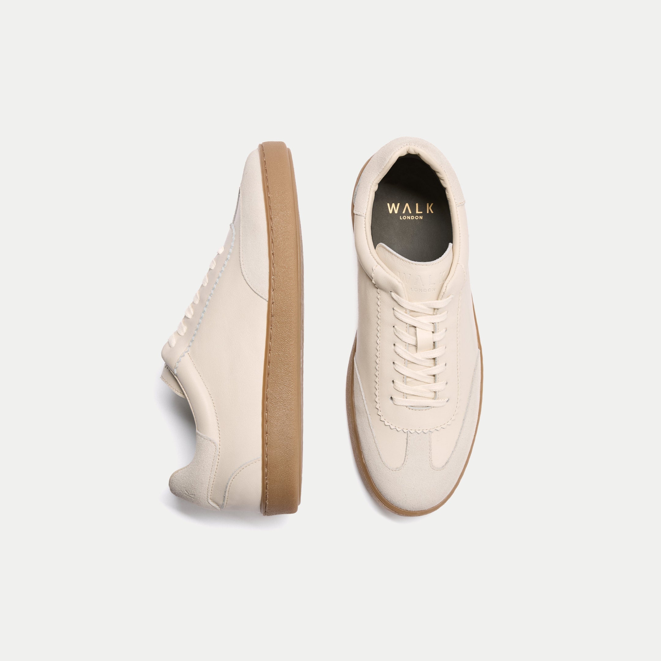 Mens Lisbon Trainer in Off White Leather | Walk London