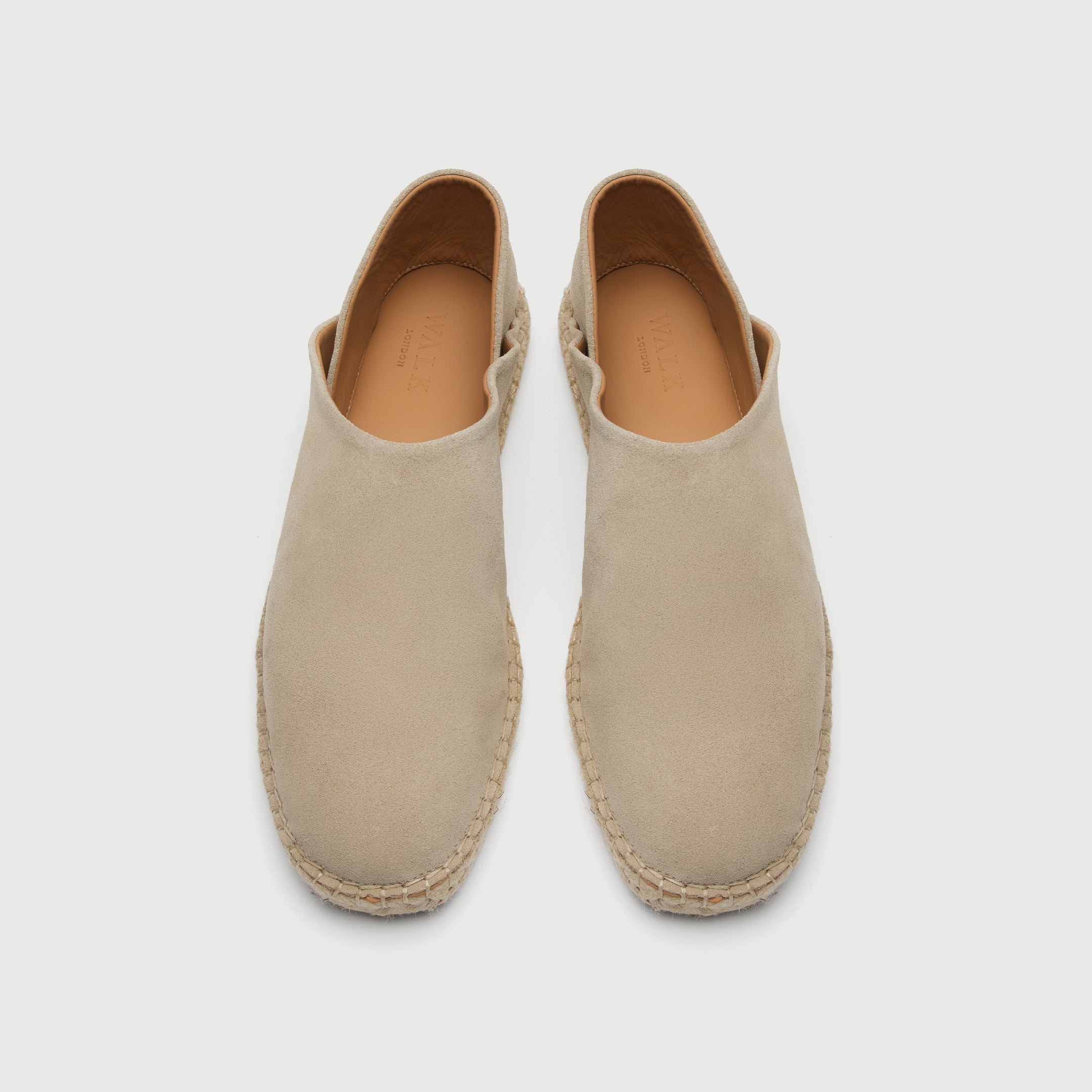 Walk London Messina Men's Beige Espadrilles in suede - top view