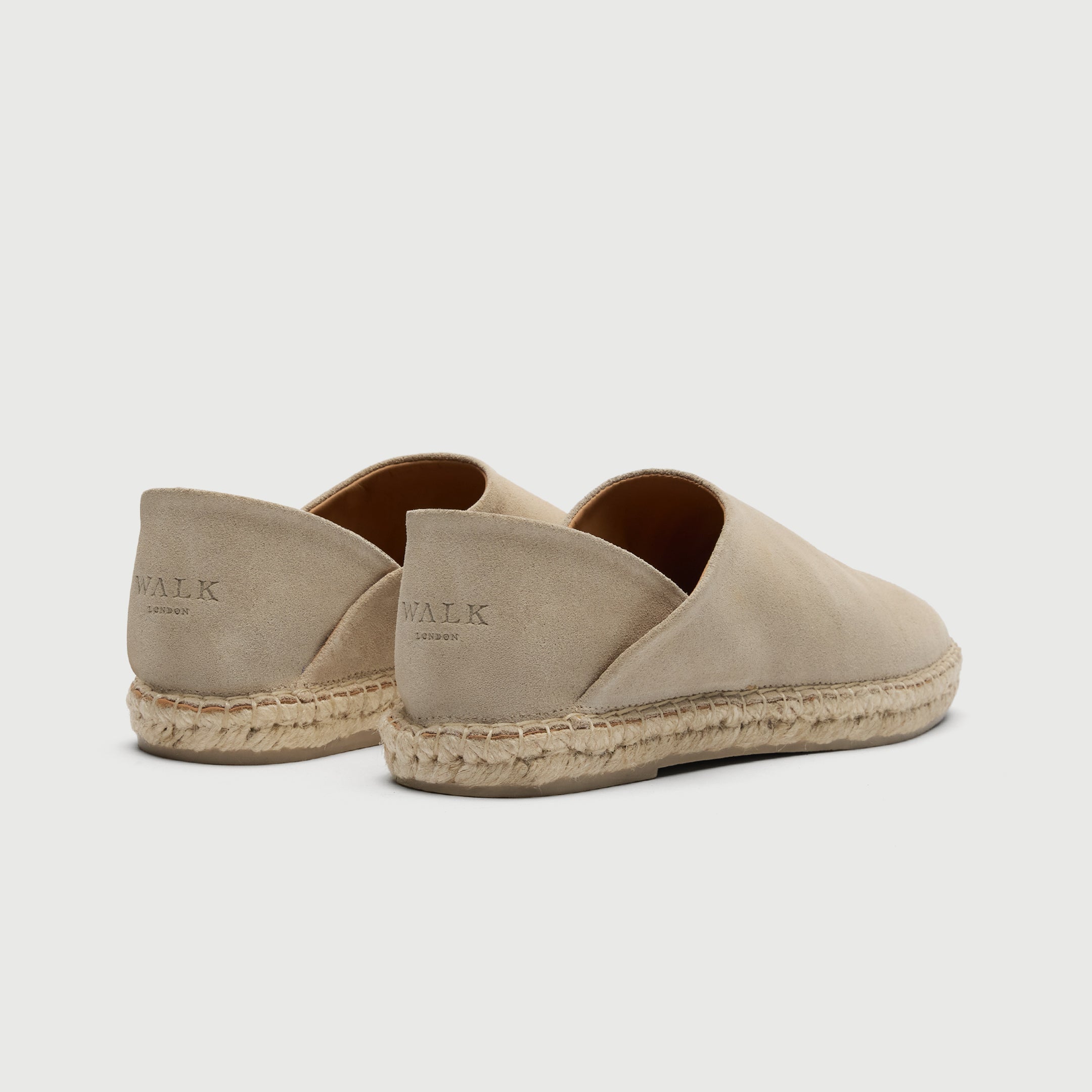 Walk London Messina Men's Beige Espadrilles in suede - foldable heel view