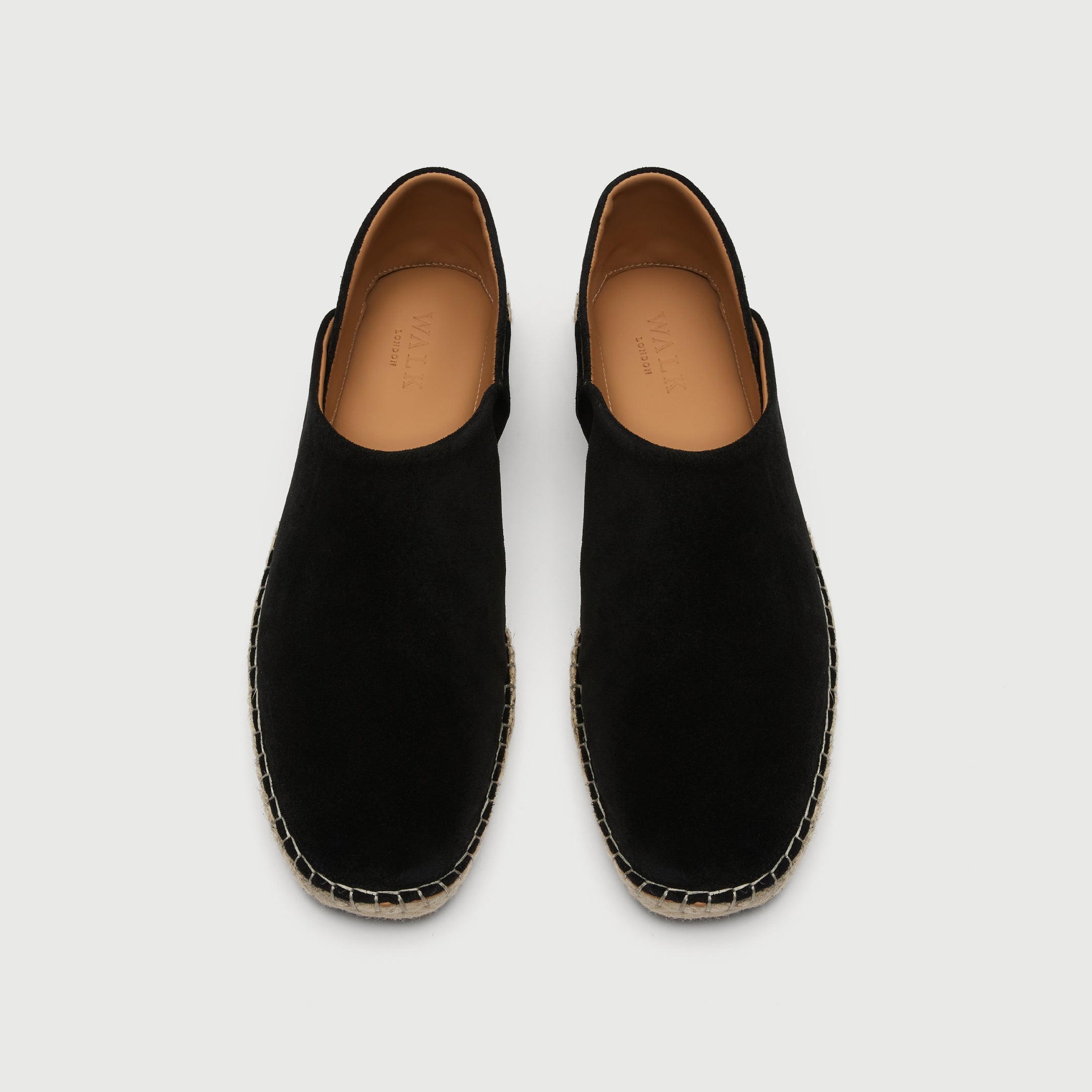 Walk London Messina Men's Black Espadrilles in suede - top view