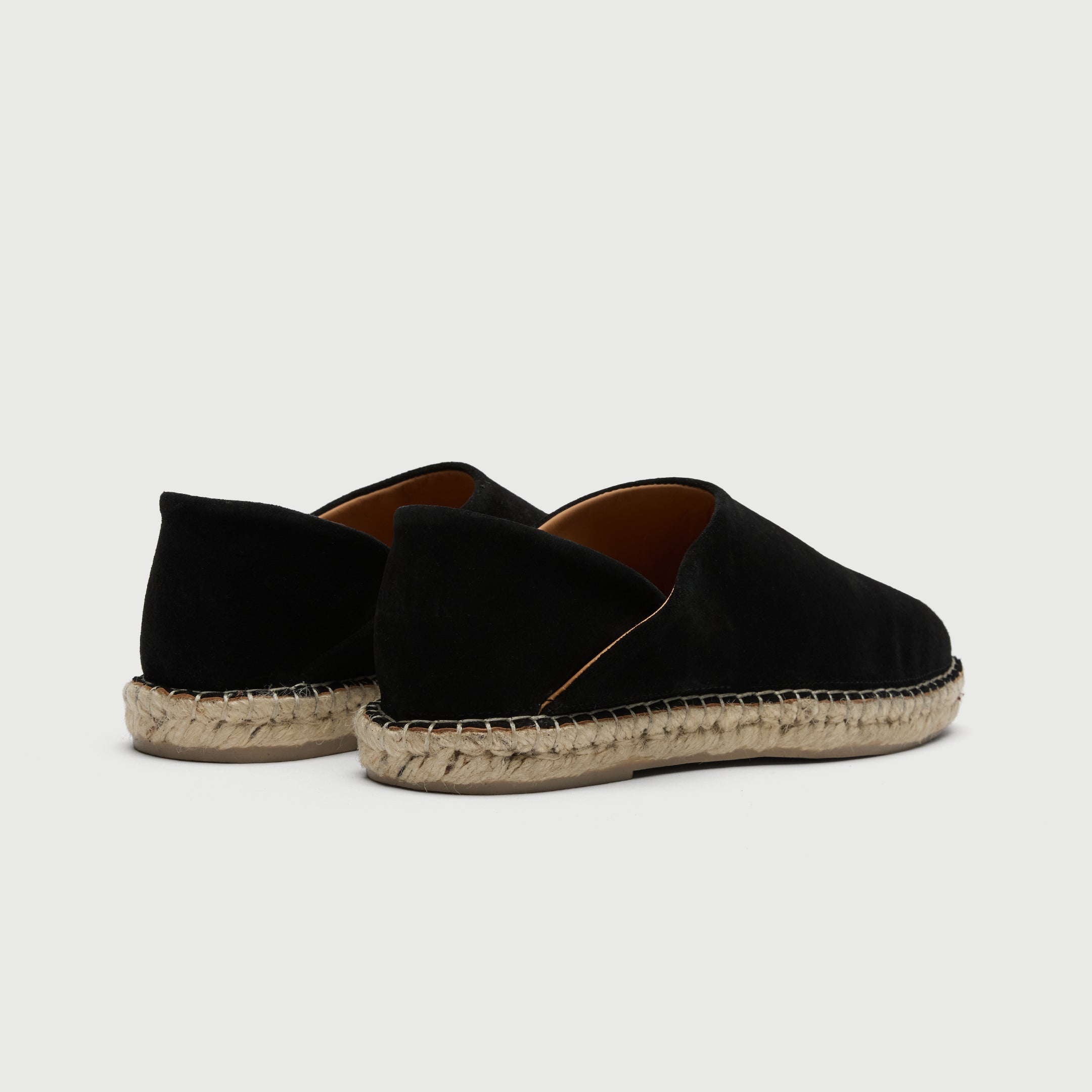 Walk London Messina Men's Black Espadrilles in suede - foldable heel view