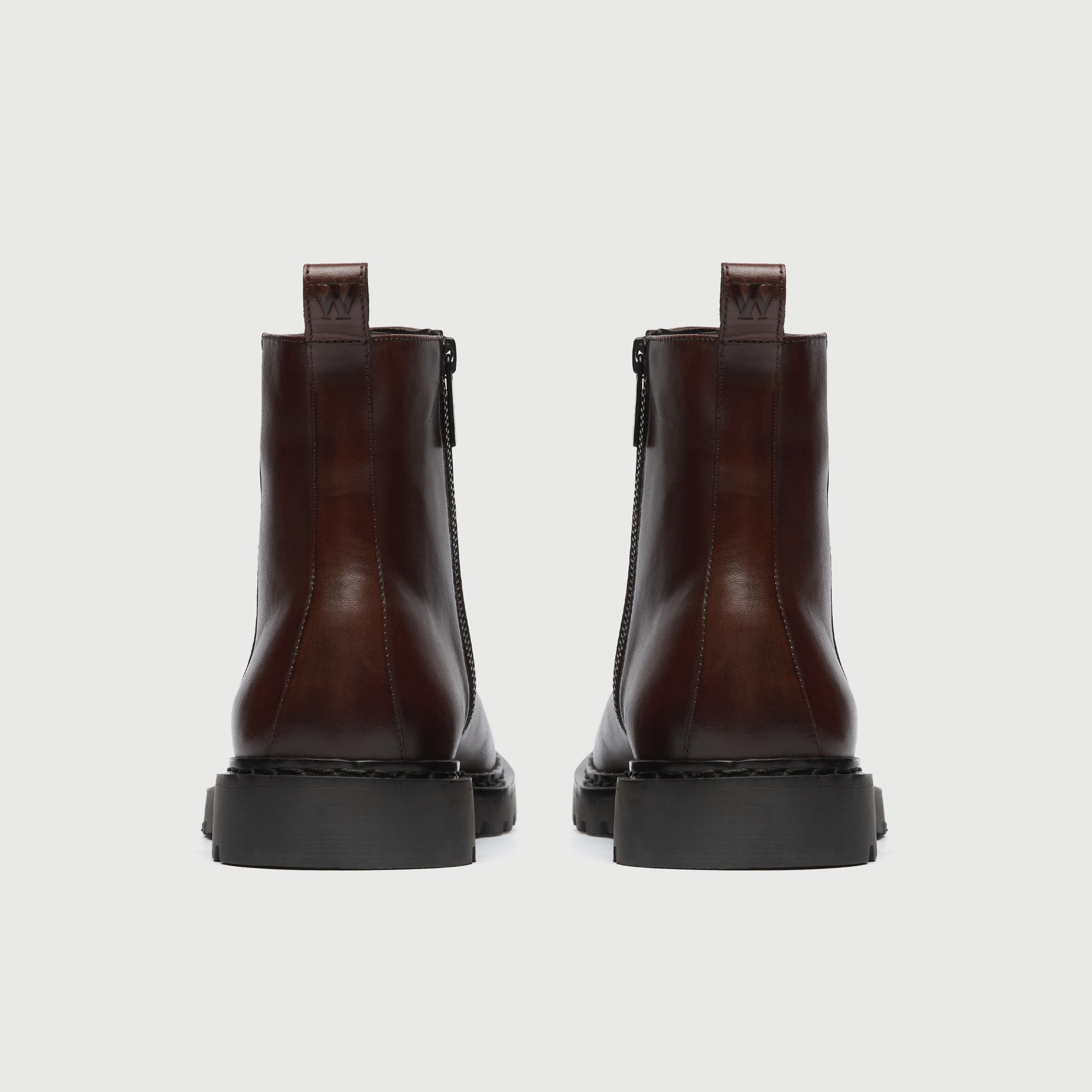 WALK London Mens Milano Inside Zip Boot in Brown Leather