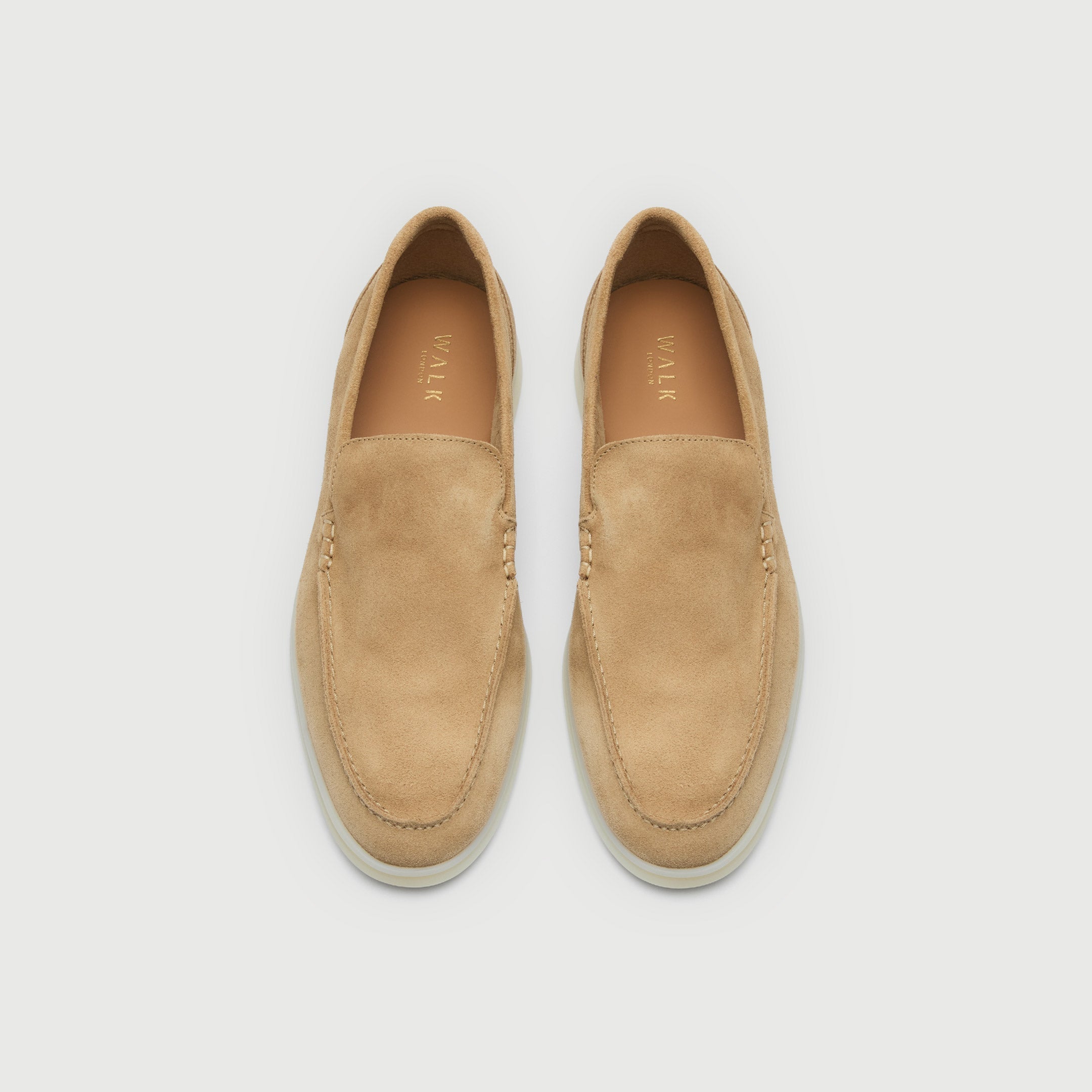 Walk London Mens Monaco Slip On Loafer in Taupe Suede