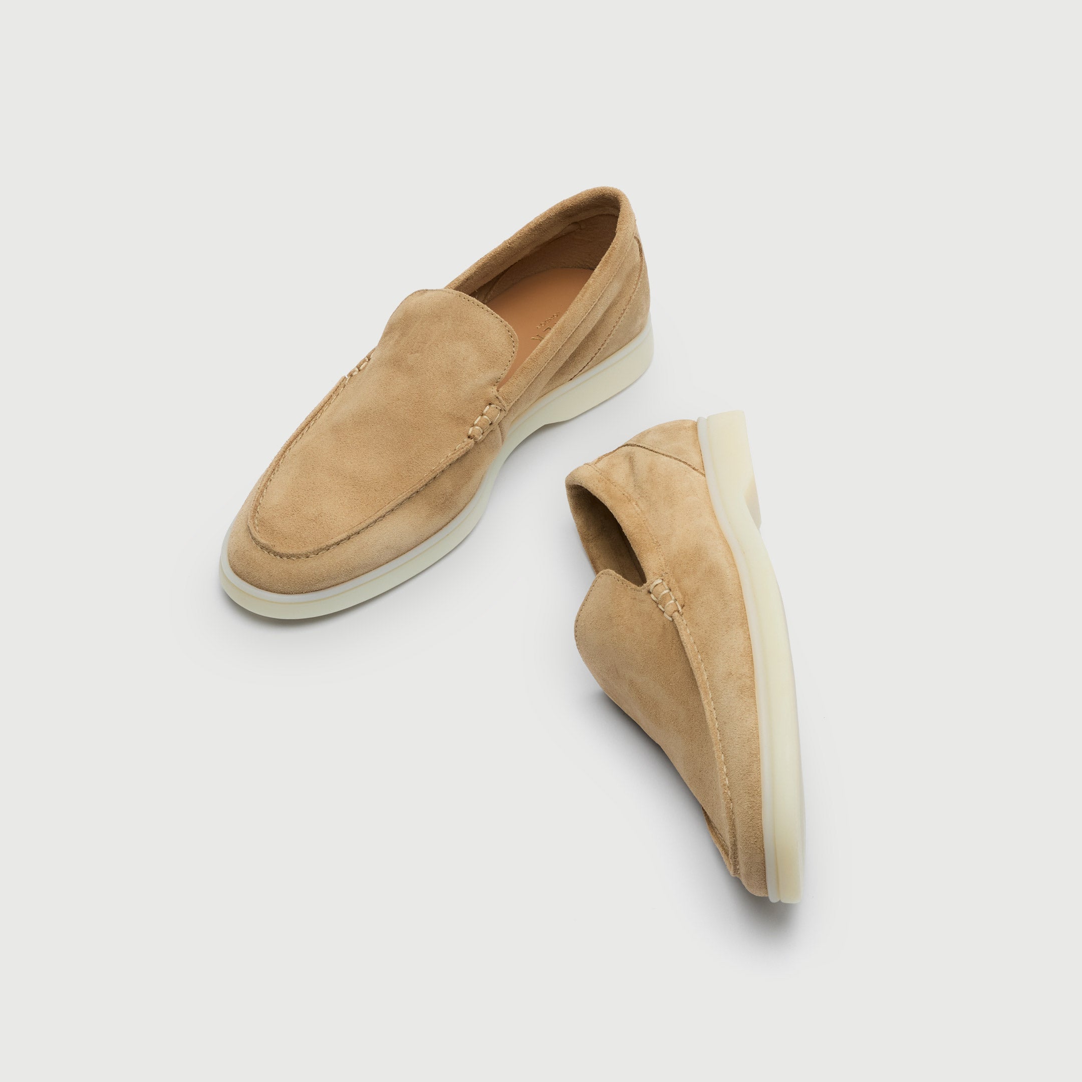 Walk London Mens Monaco Slip On Loafer in Taupe Suede