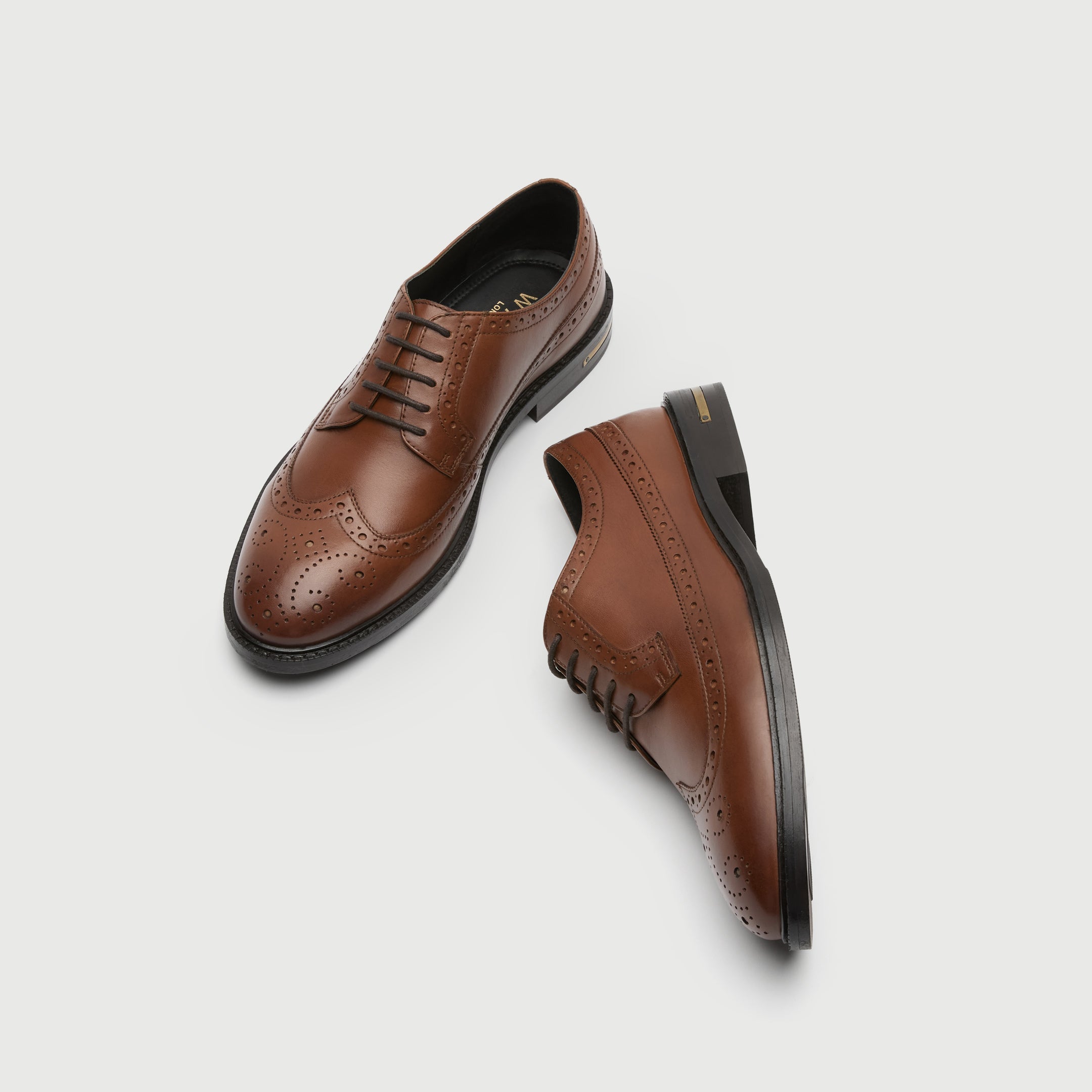 Walk London Mens Oliver Brogue in Tan Leather