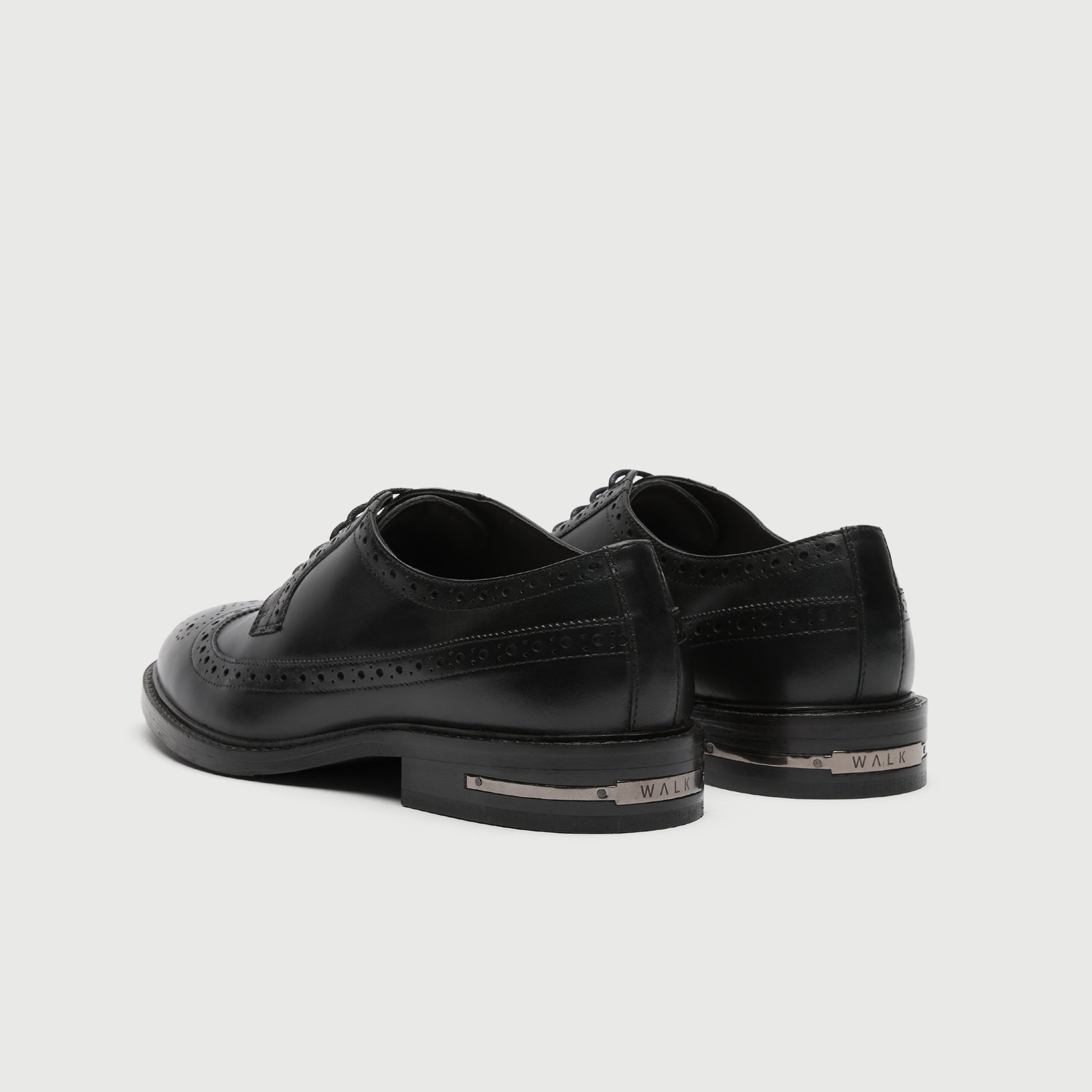 Walk London Mens Oliver Brogue in Black Leather