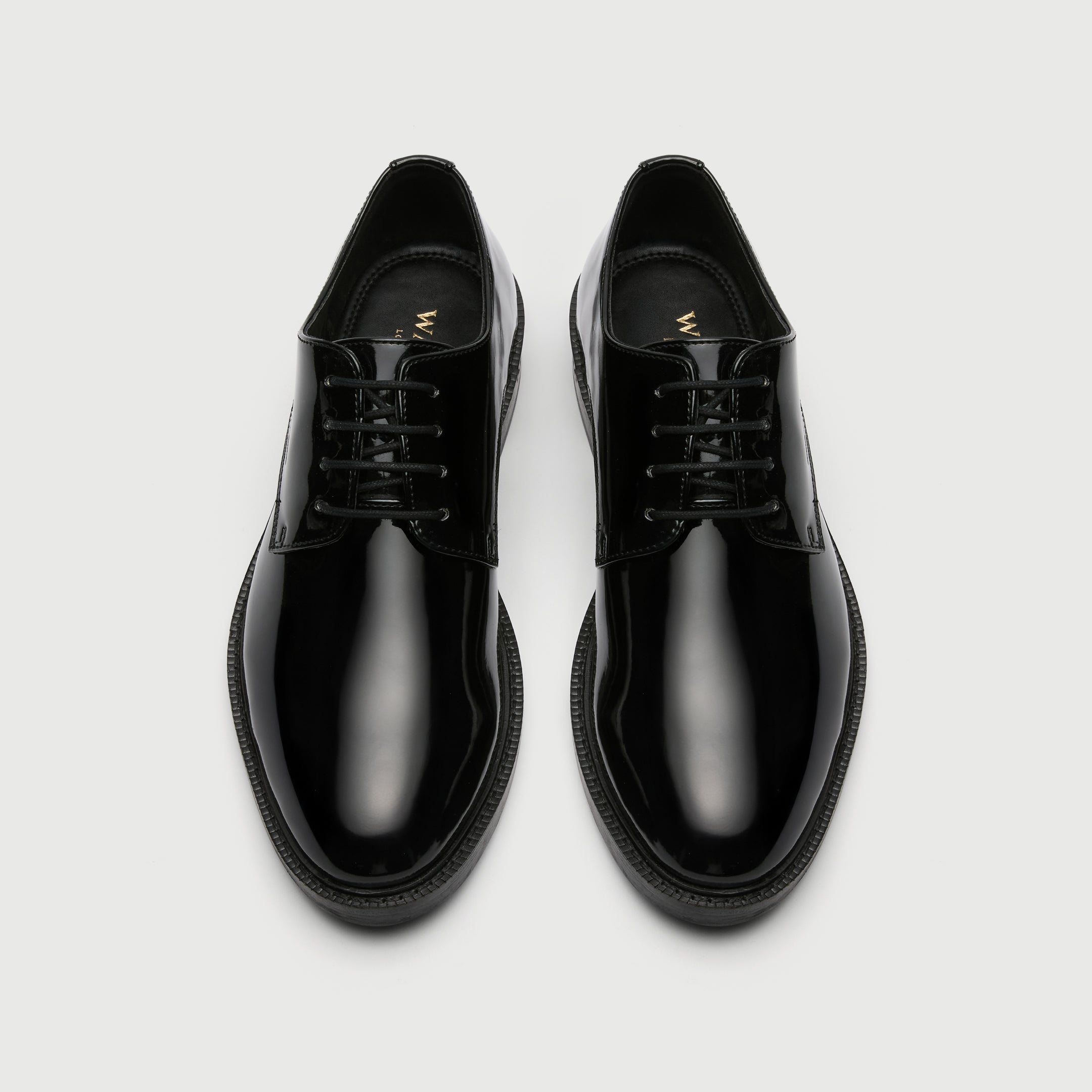 WALK London Men's Oliver Derby Shoe in Black Patent Leather