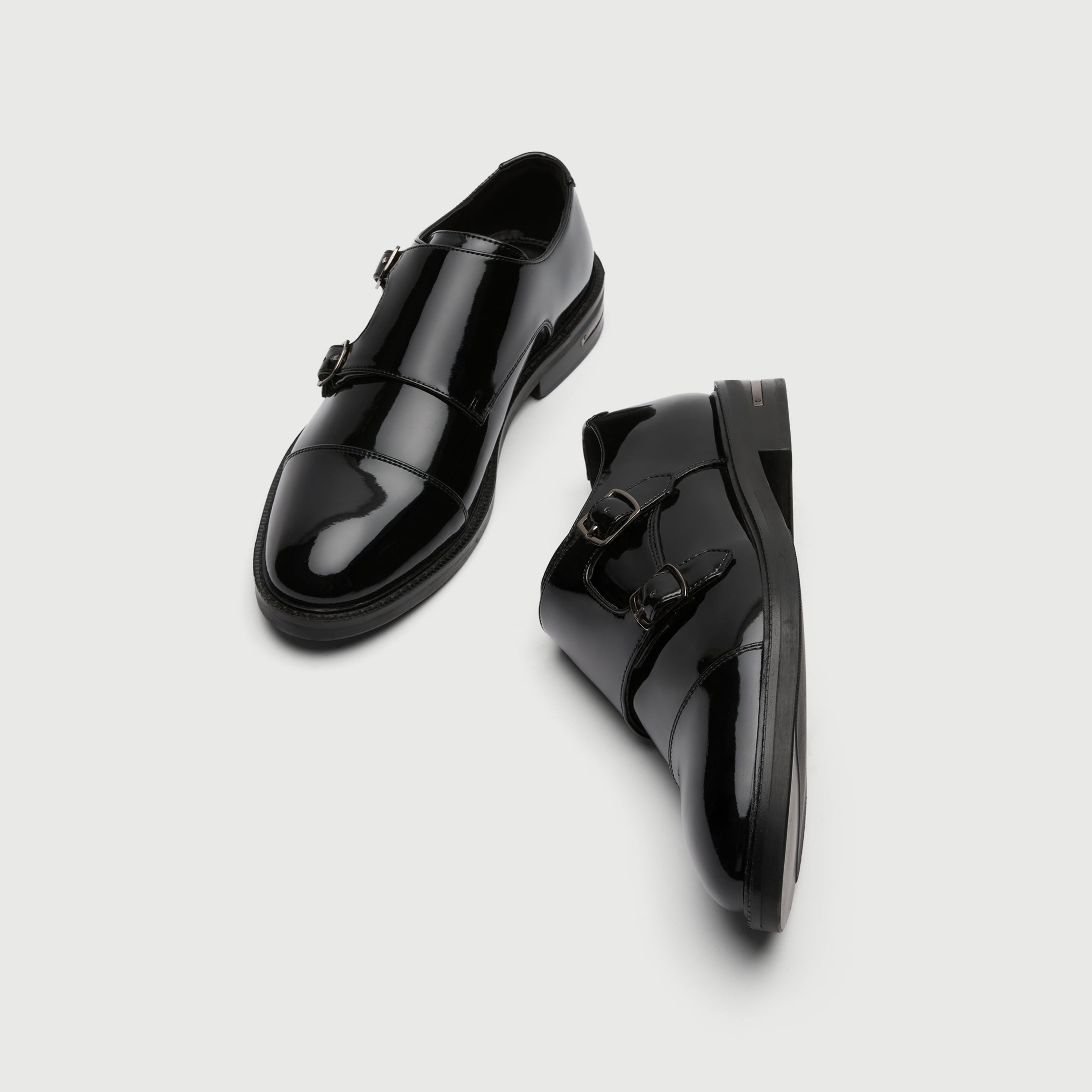 Walk London Oliver Monk Shoes in Black patent