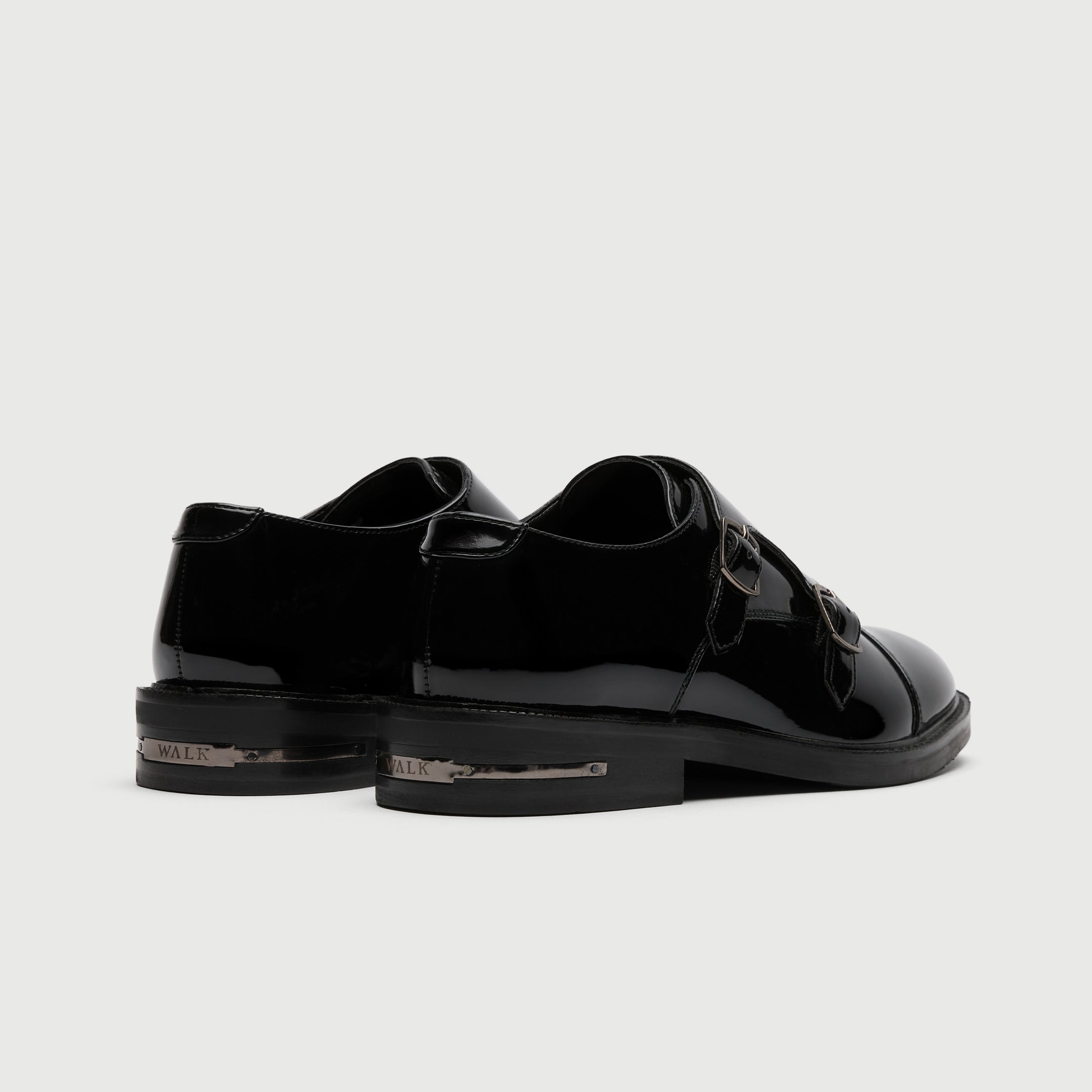 Walk London Oliver Monk Shoes in Black patent