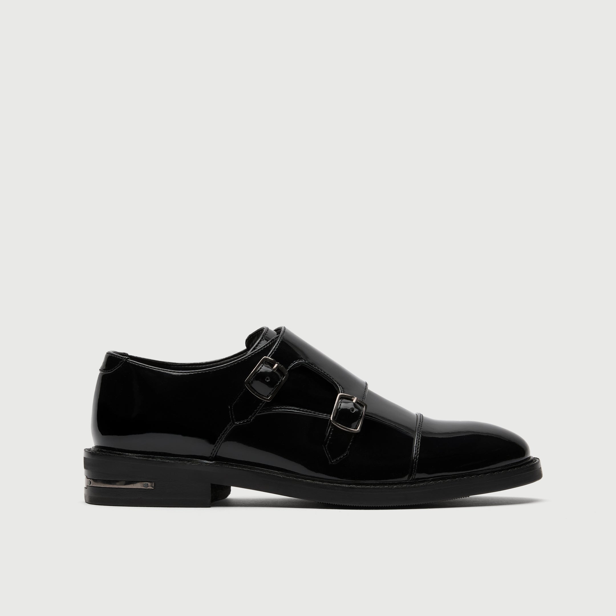 Walk London Oliver Monk Shoes in Black patent