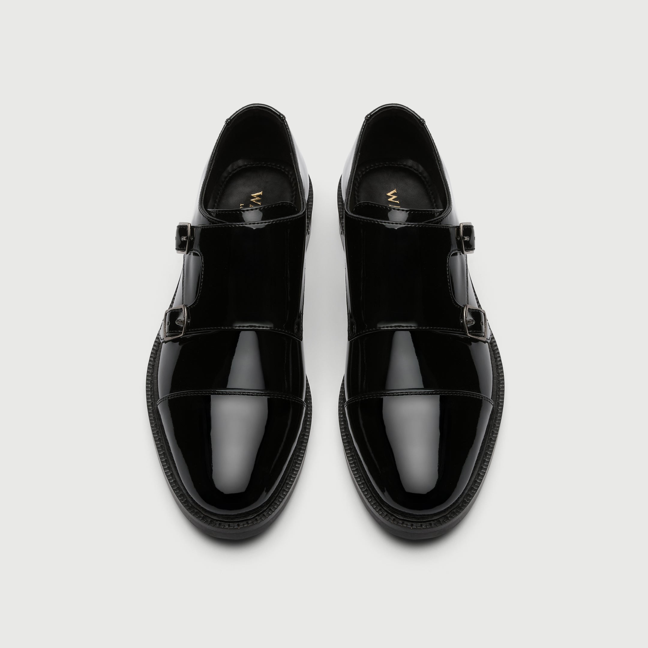 Walk London Oliver Monk Shoes in Black patent