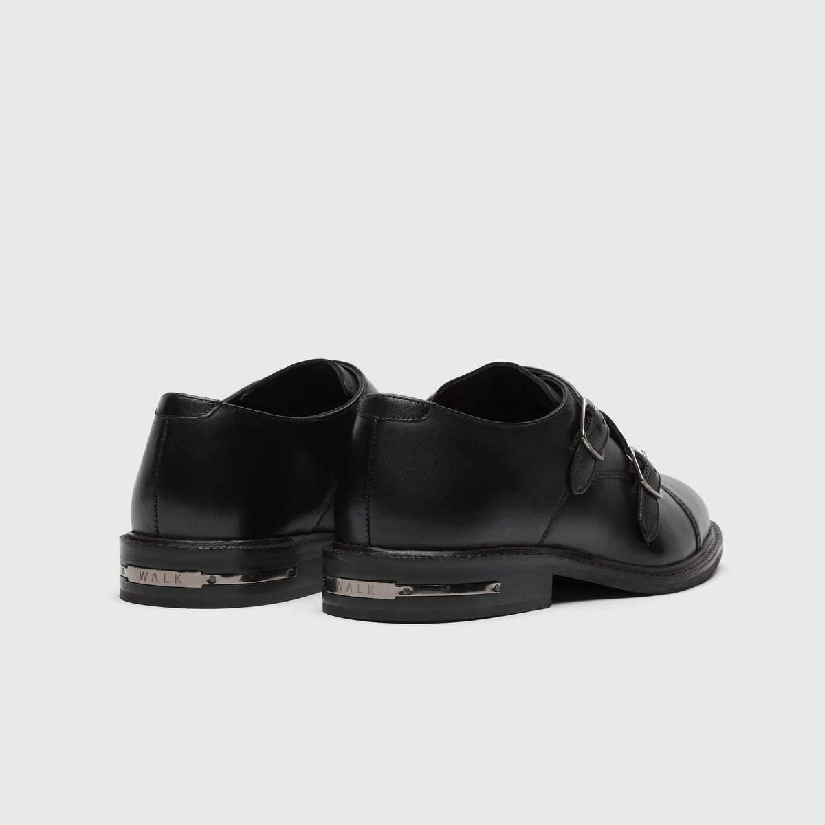 Walk London Mens Oliver Monk Strap Shoe in Black Leather