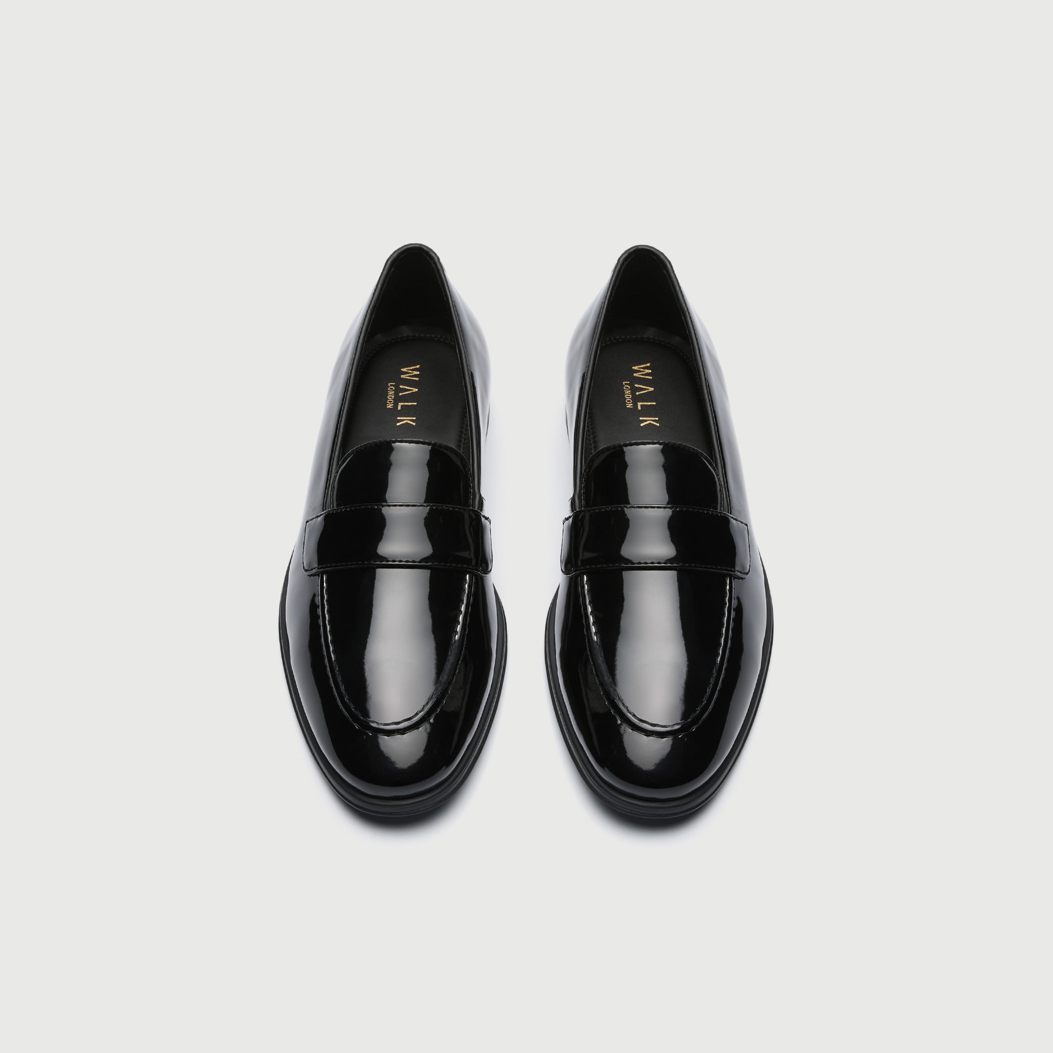 WALK London Mens Oscar Slip On Loafer in Black Patent Leather