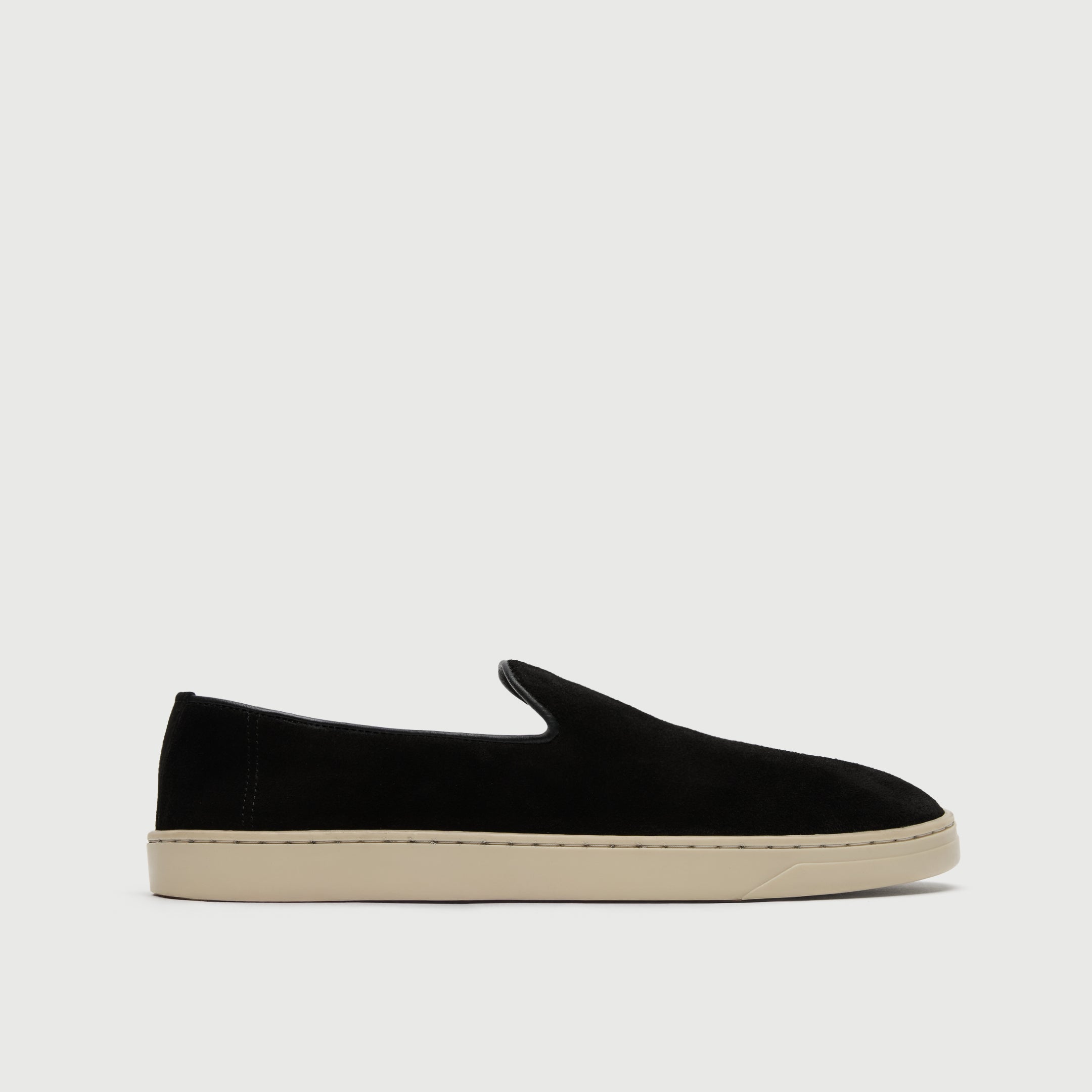 Walk London Palermo Slip On Hybrid Loafer in Black Suede side view