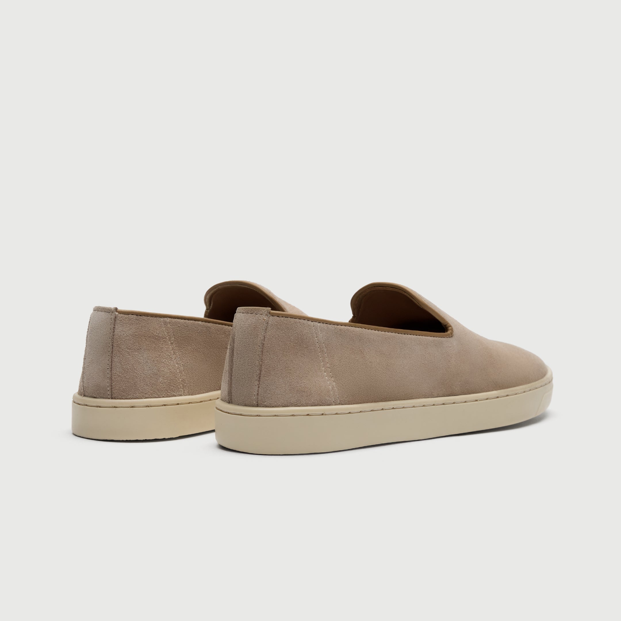 Walk London Palermo Slip On Hybrid Loafer in Stone Suede heel view