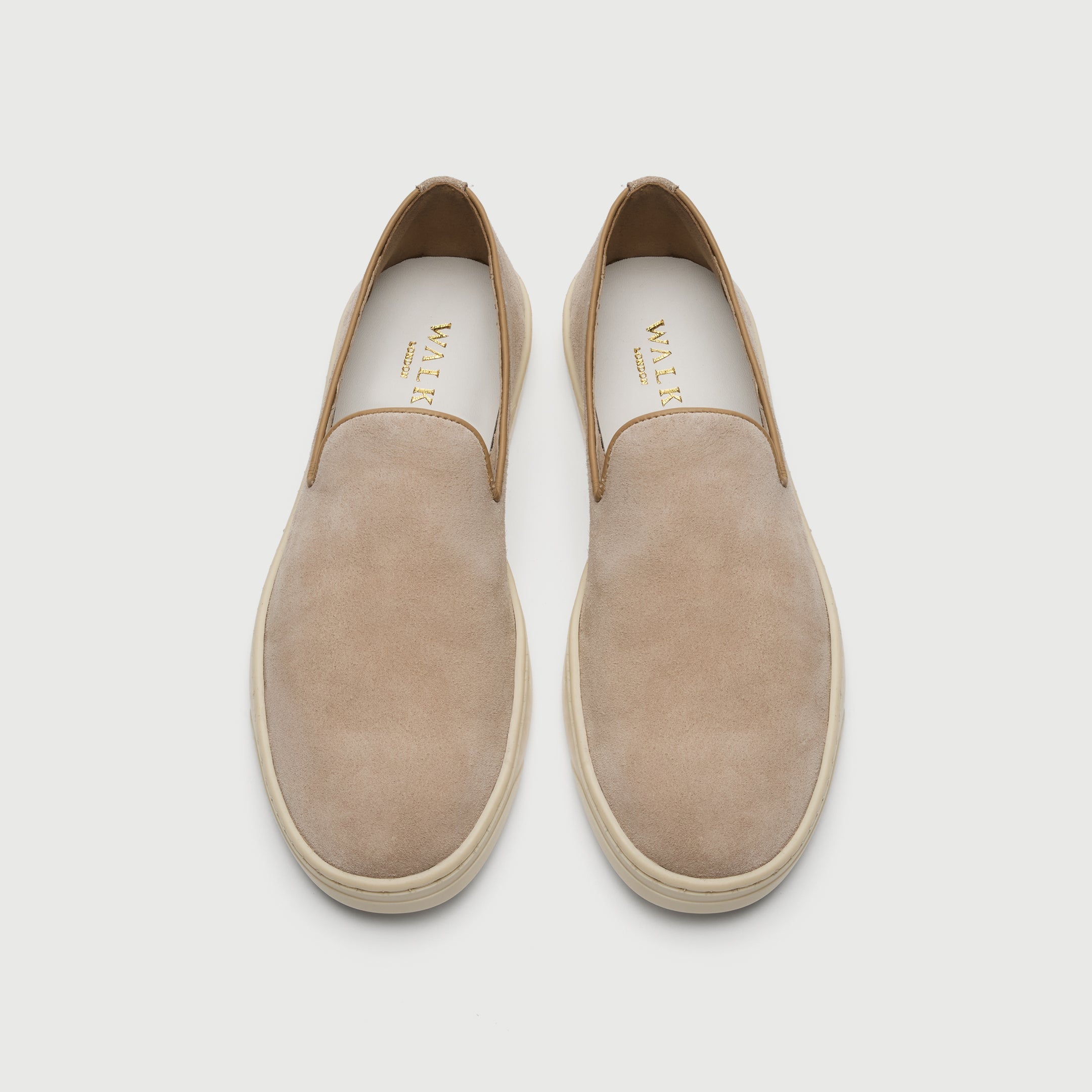Walk London Palermo Slip On Hybrid Loafer in Stone Suede top view