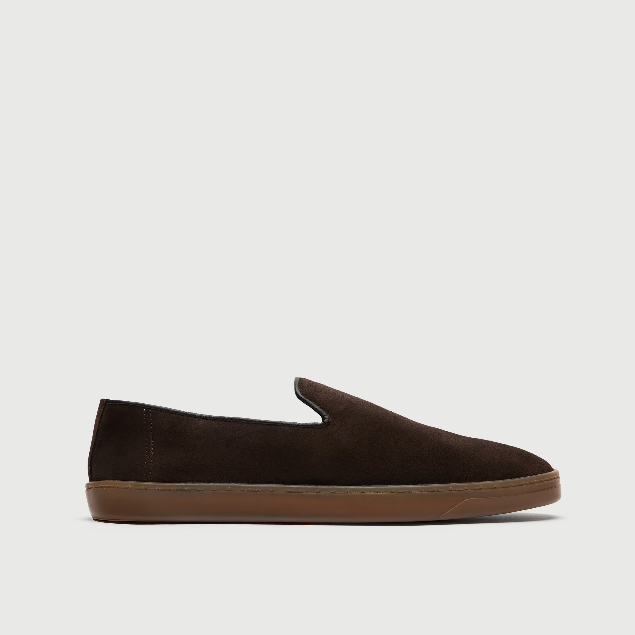 Walk London Palermo Slip On Hybrid Loafer in Brown Suede side view