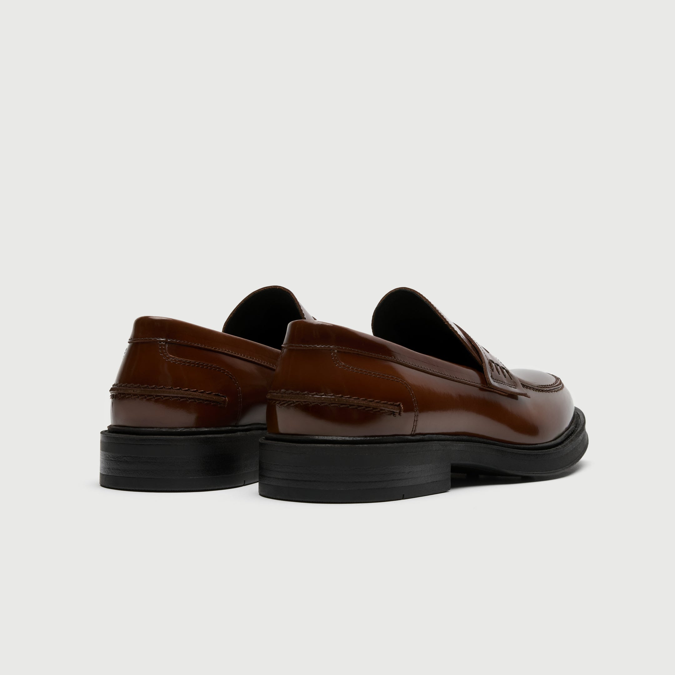 Walk London Parsons Saddle Loafer in Tan Leather - Back view