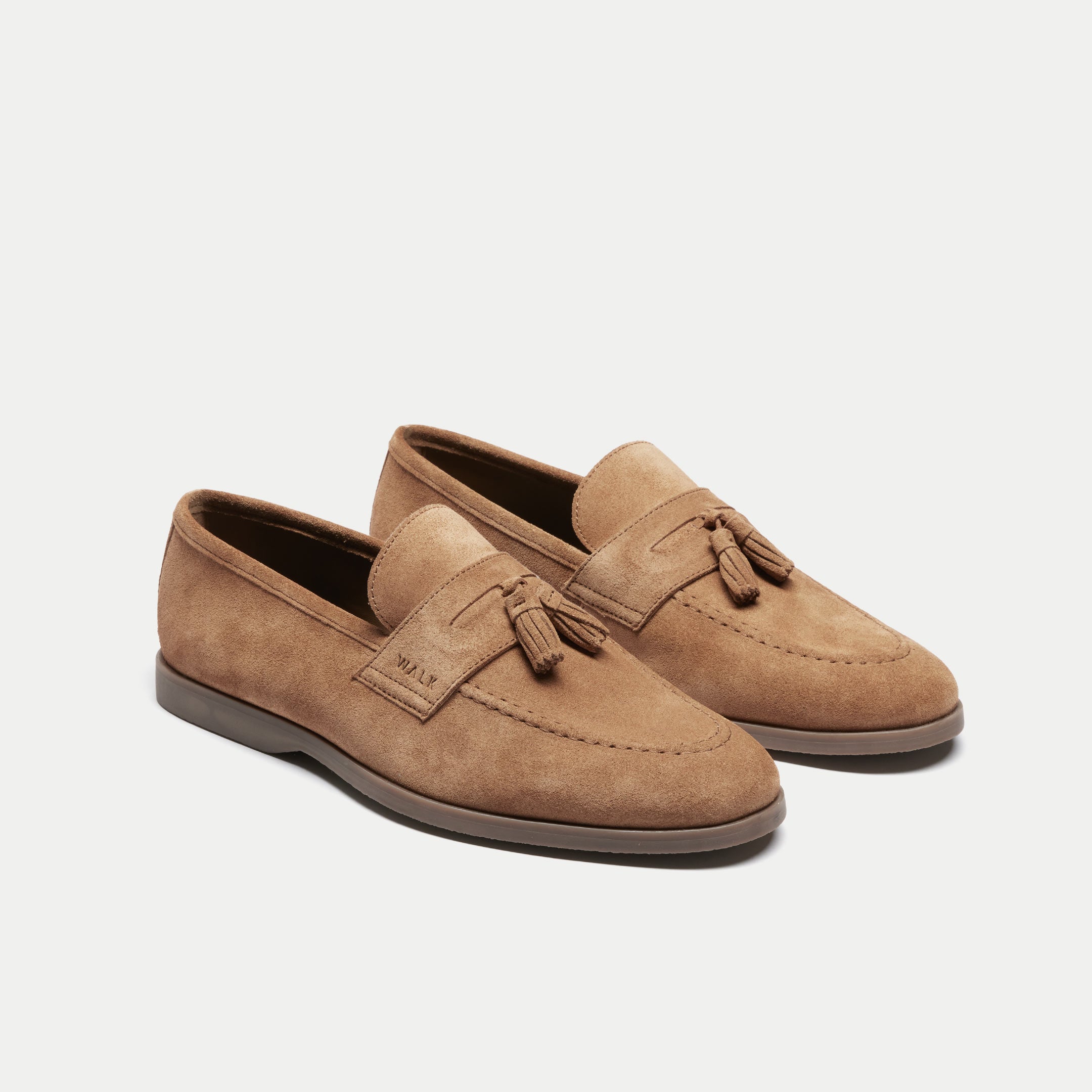 Walk London Mens Angelo Tassel Loafer - Tan Suede