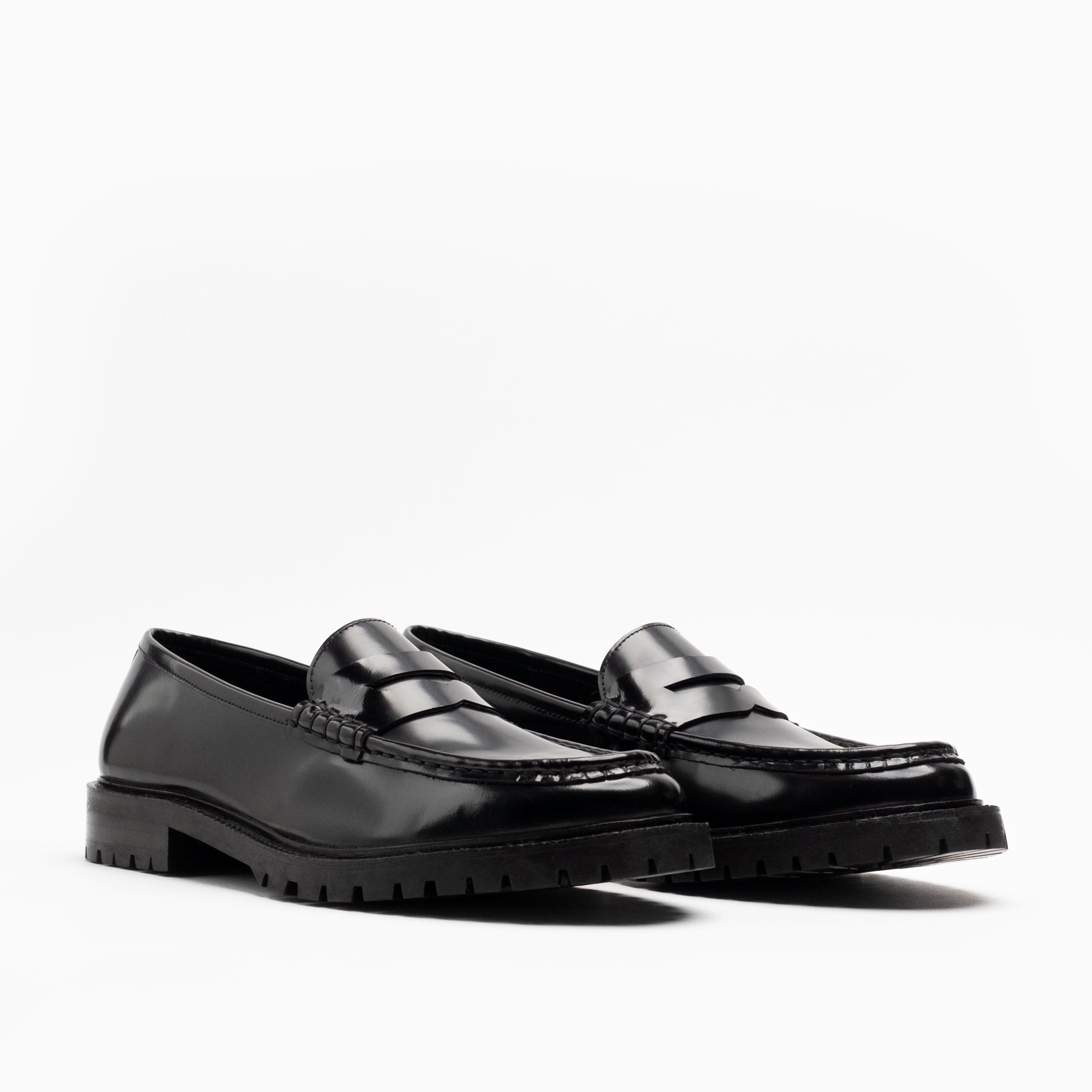 Walk London Mens Campus Saddle Loafer in Smooth Black Leather