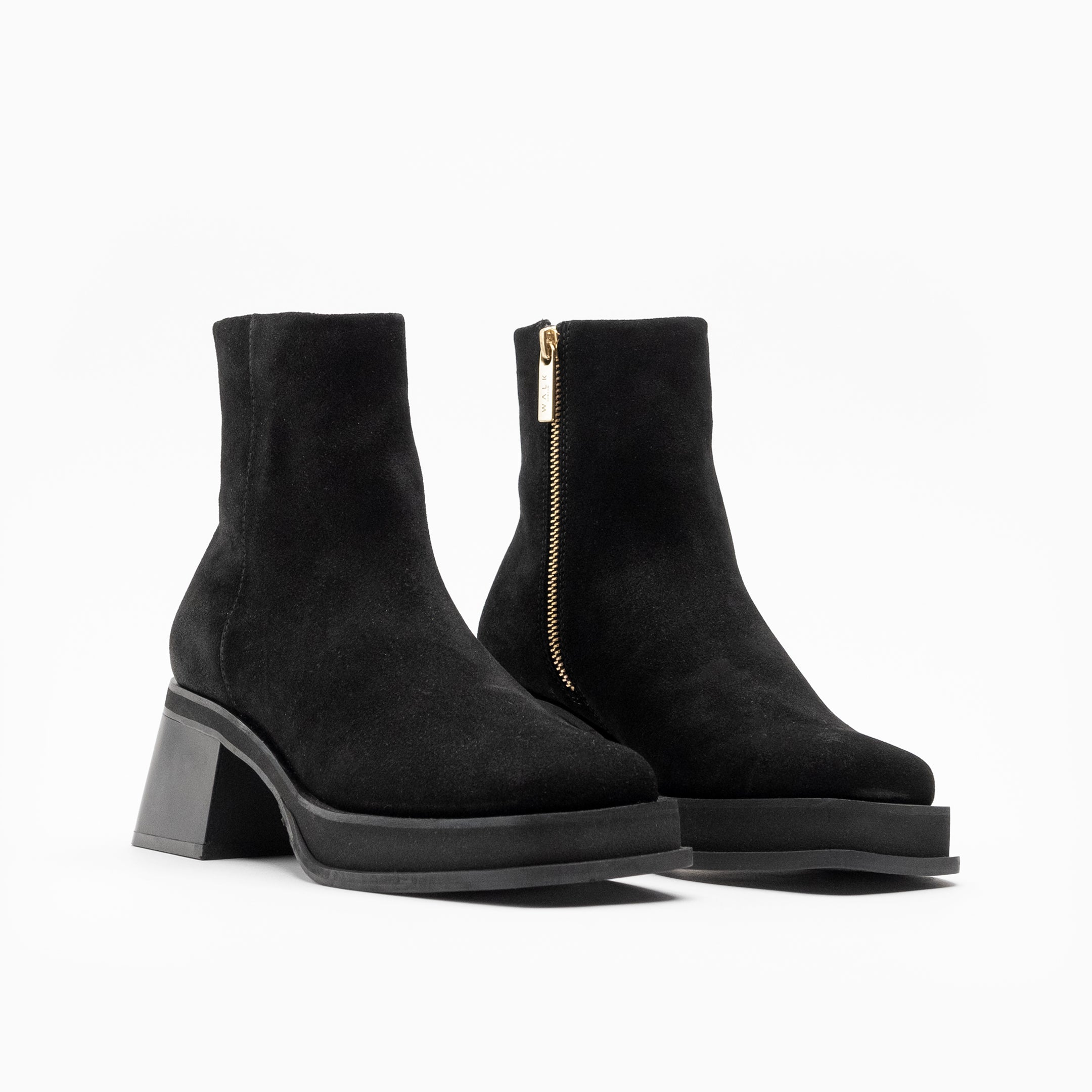 Walk London Womens Lily Inside Zip Boot in Black Suede