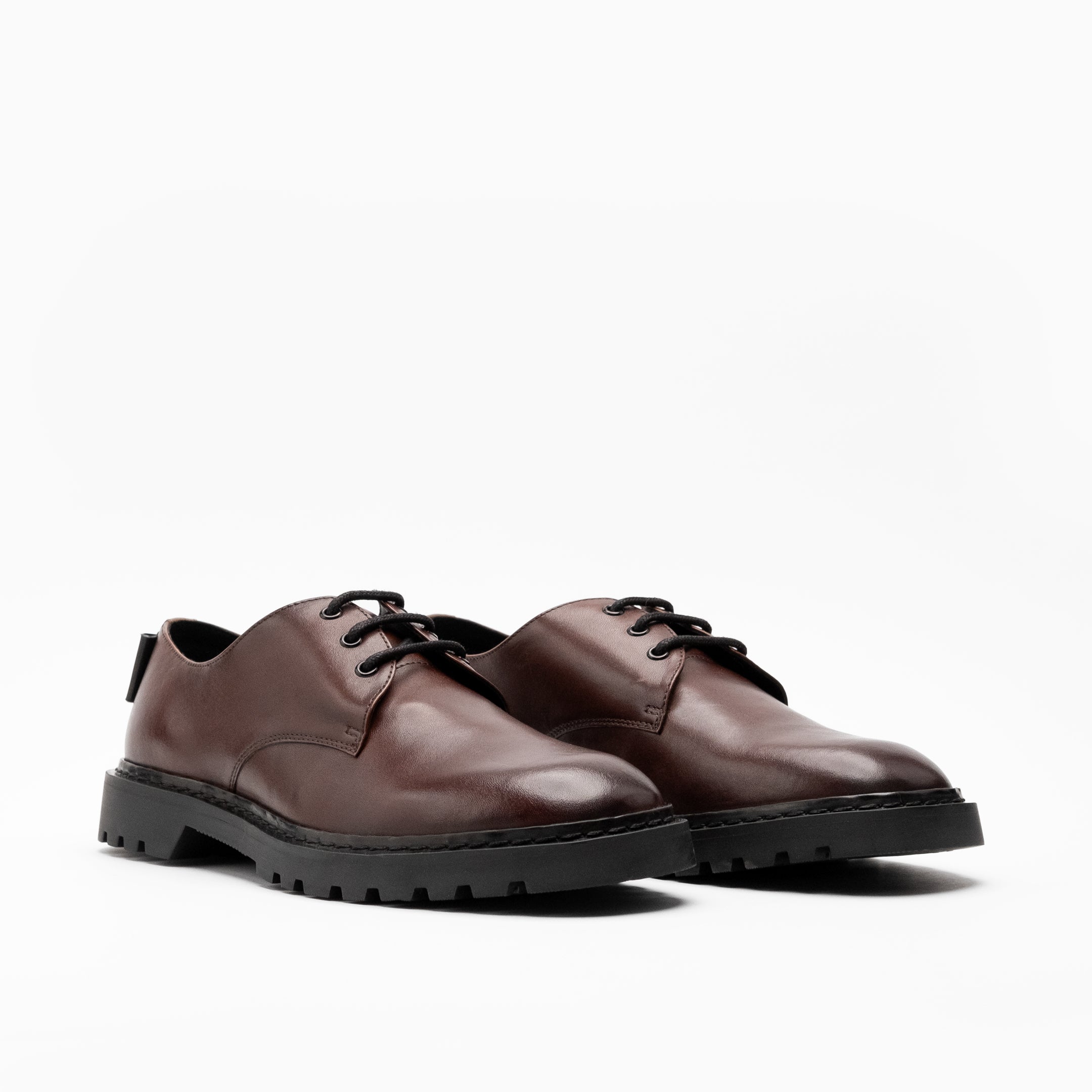 Walk London Mens Milano Derby Shoe in Brown Leather