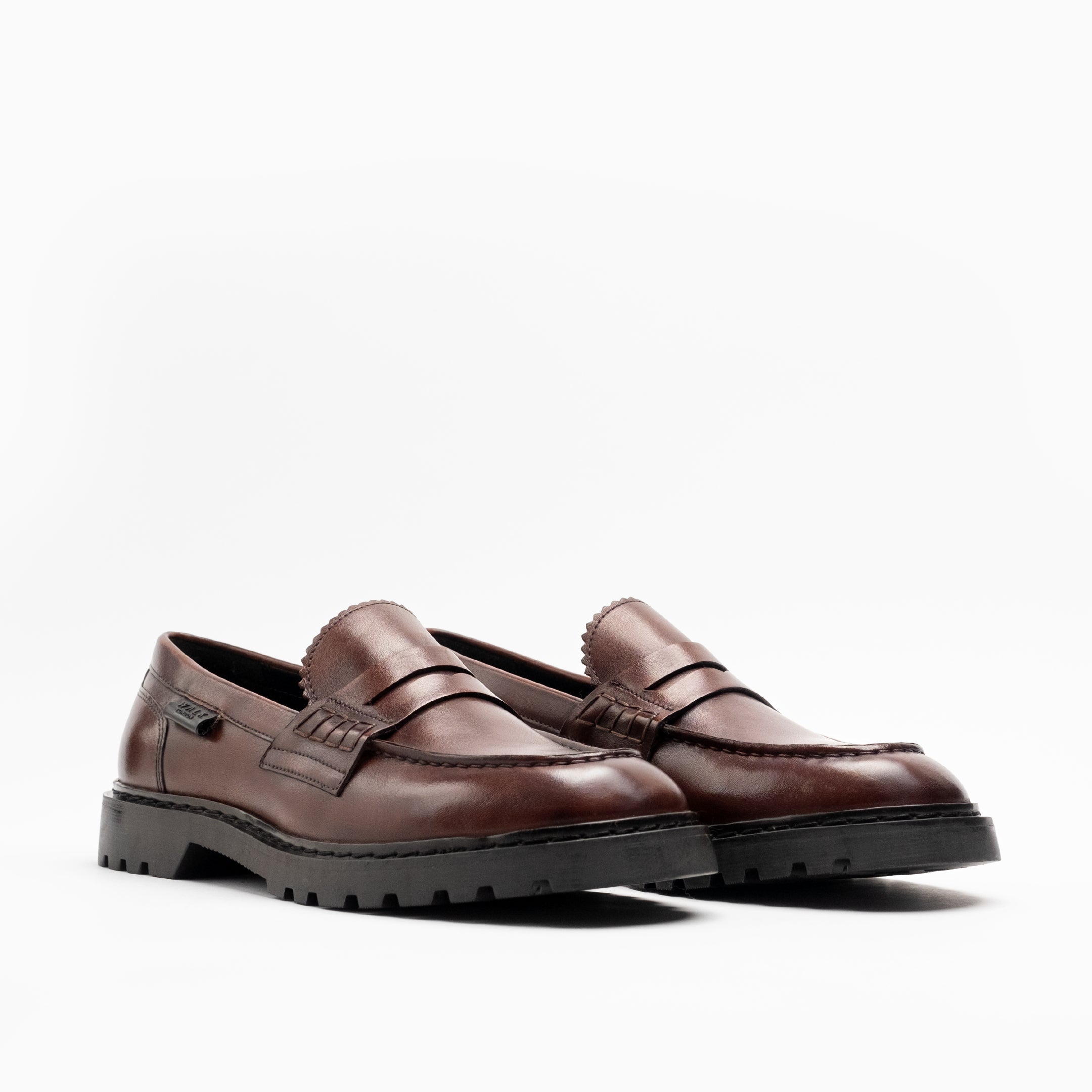 Walk London Mens - Milano Saddle Loafer - Brown Leather