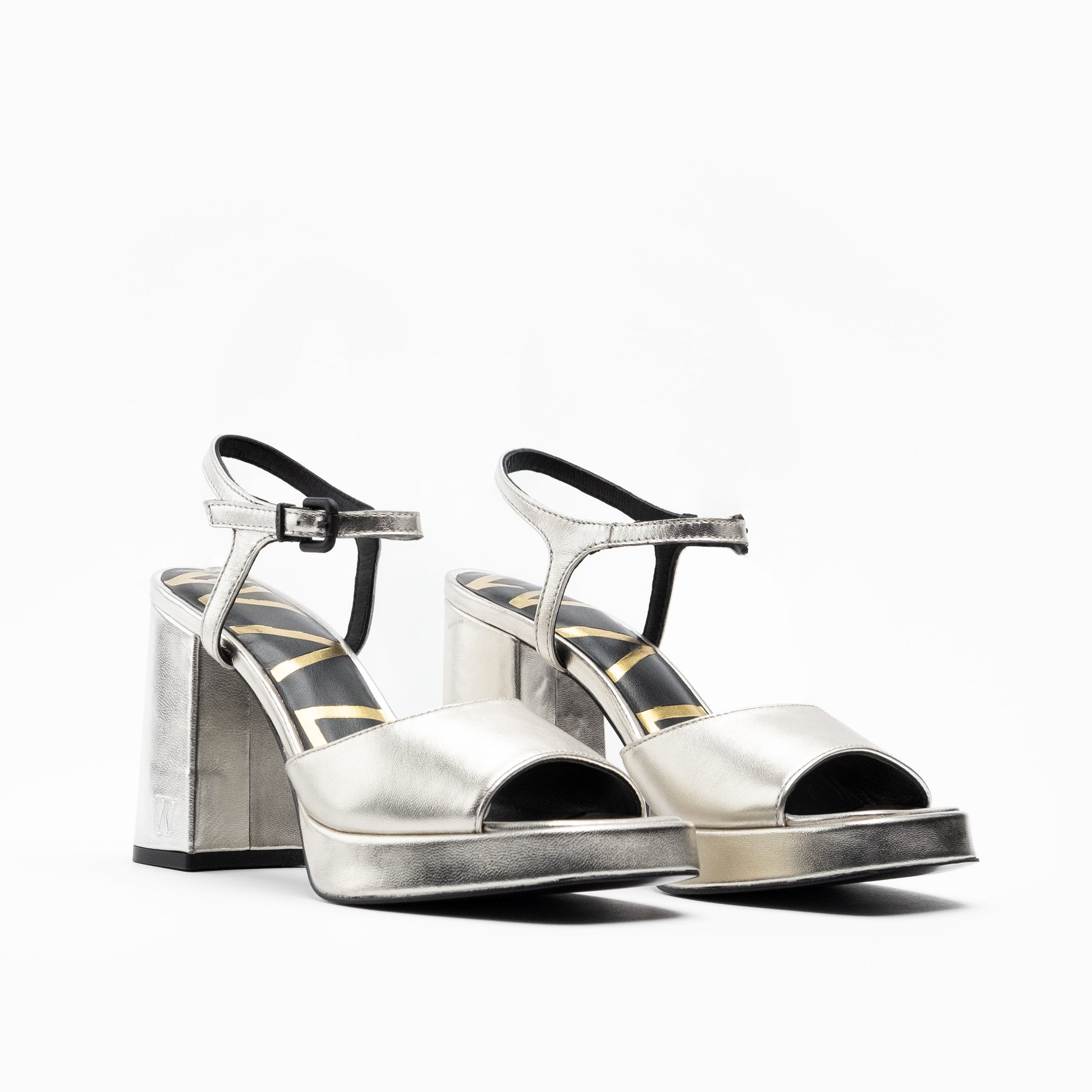 Walk London Women's Poppy Two Part Sandal in Silver Leather