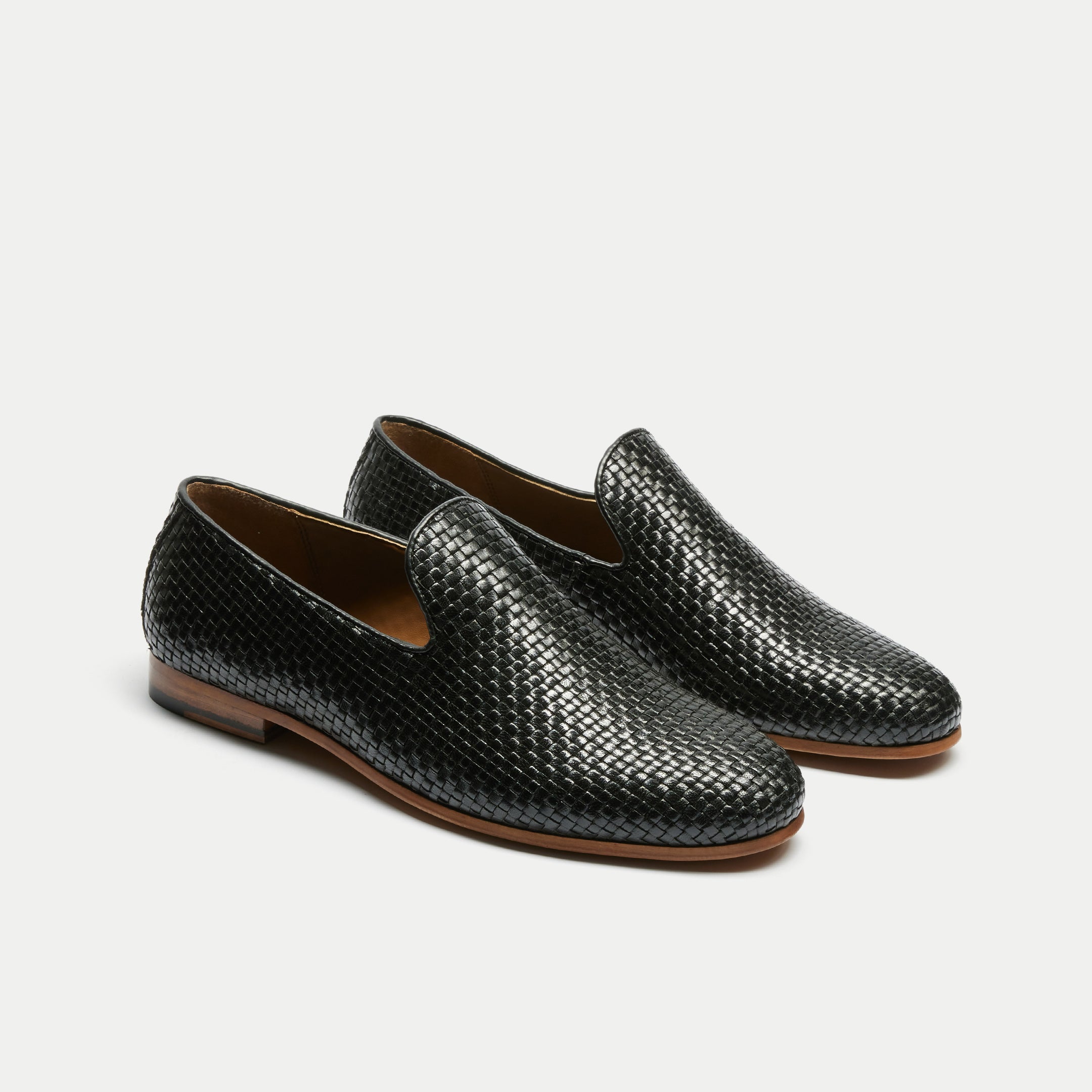 Walk London Mens Terry Weave Loafer in Black Leather