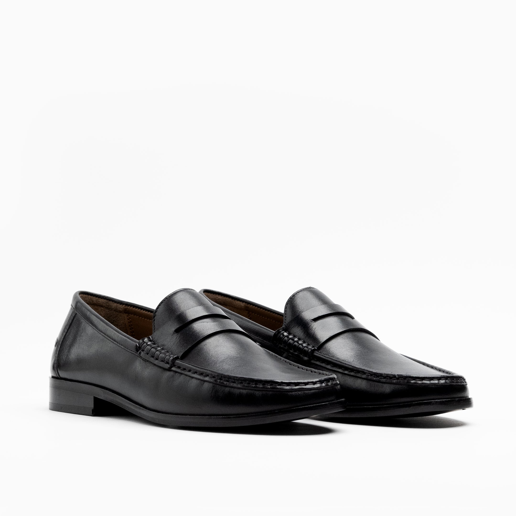 Walk London Mens - Tino Saddle Loafer - Black Leather