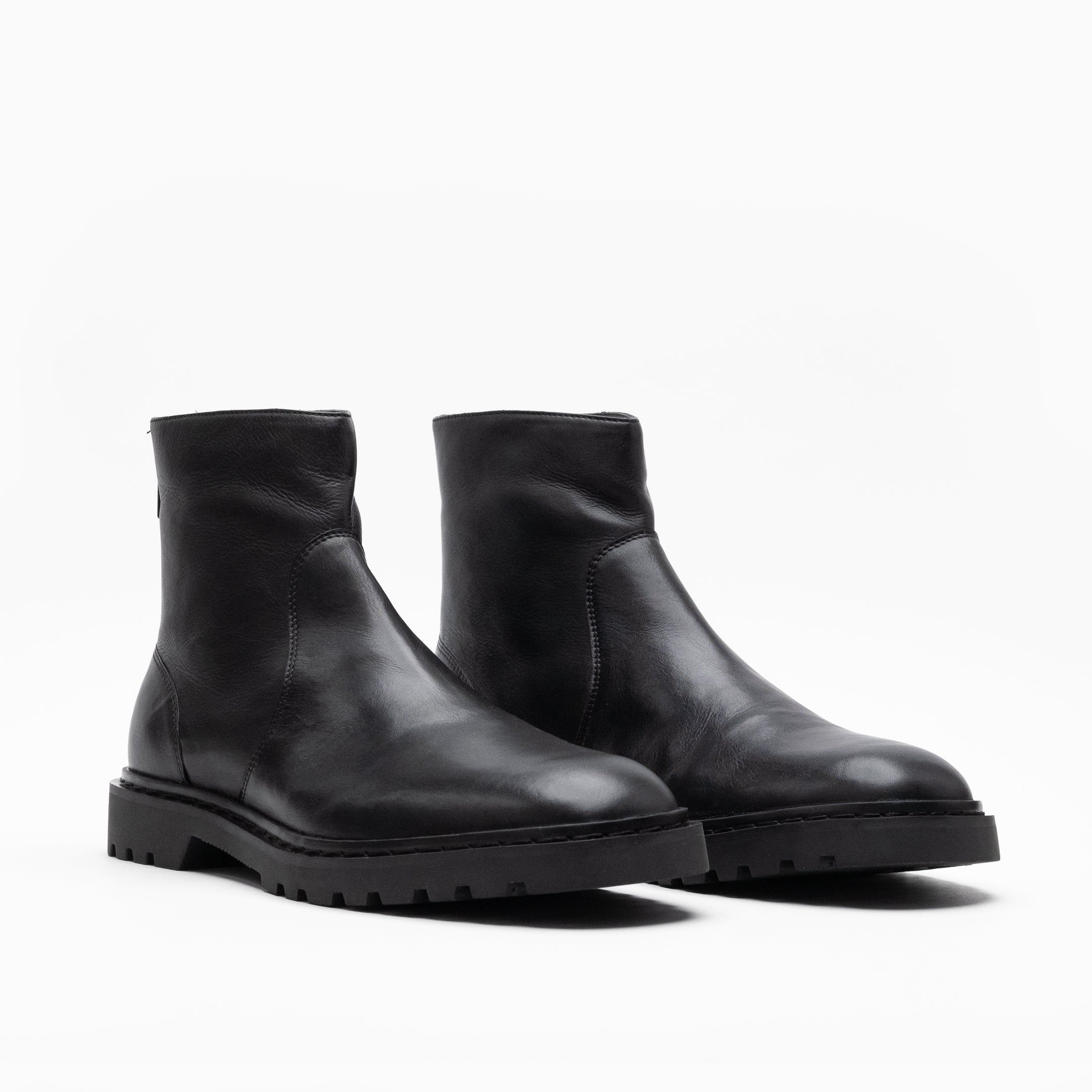 Walk London Mens Ziggy Back Zip Boot in Black Leather