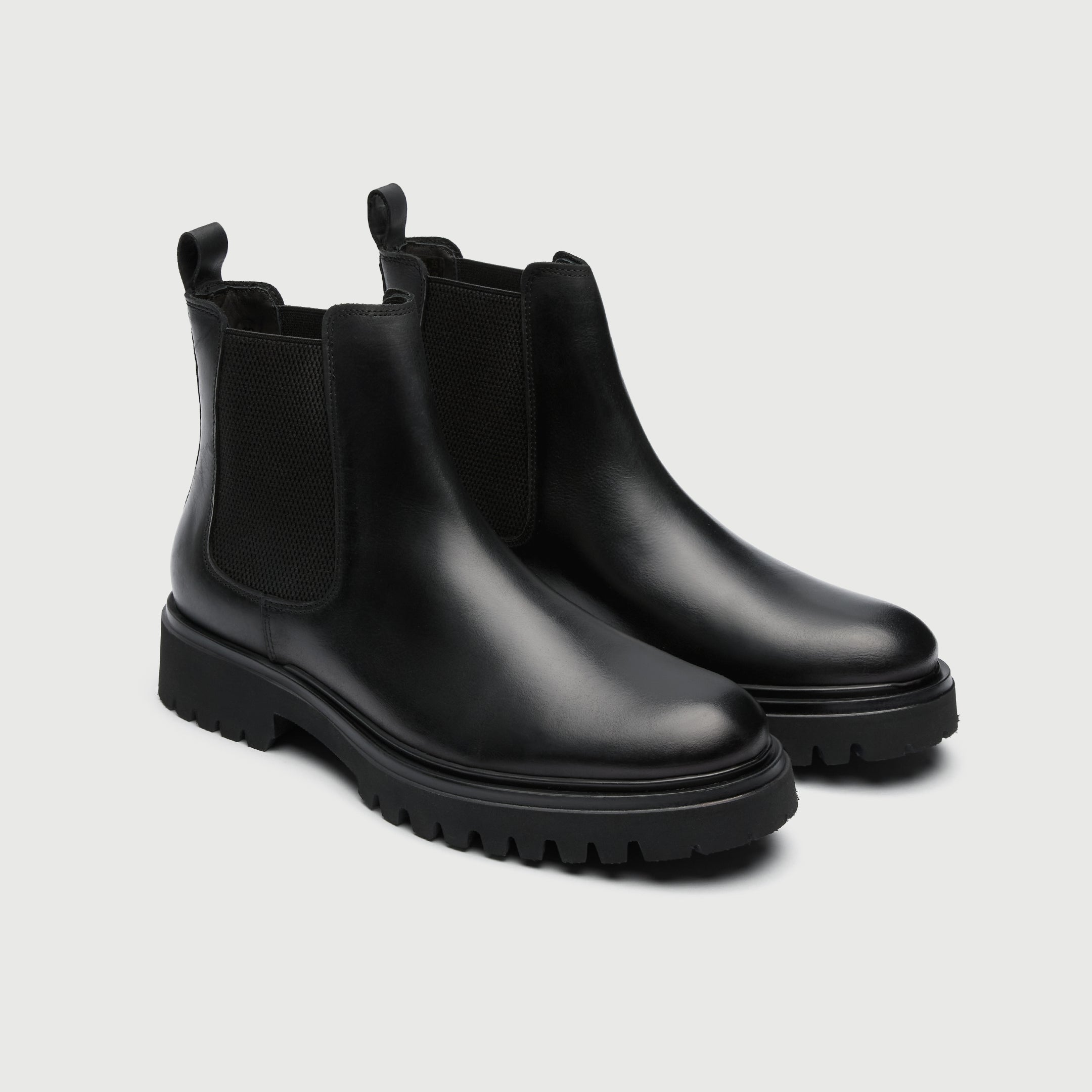 Walk London Mens Boston Chelsea Boot in Black Leather