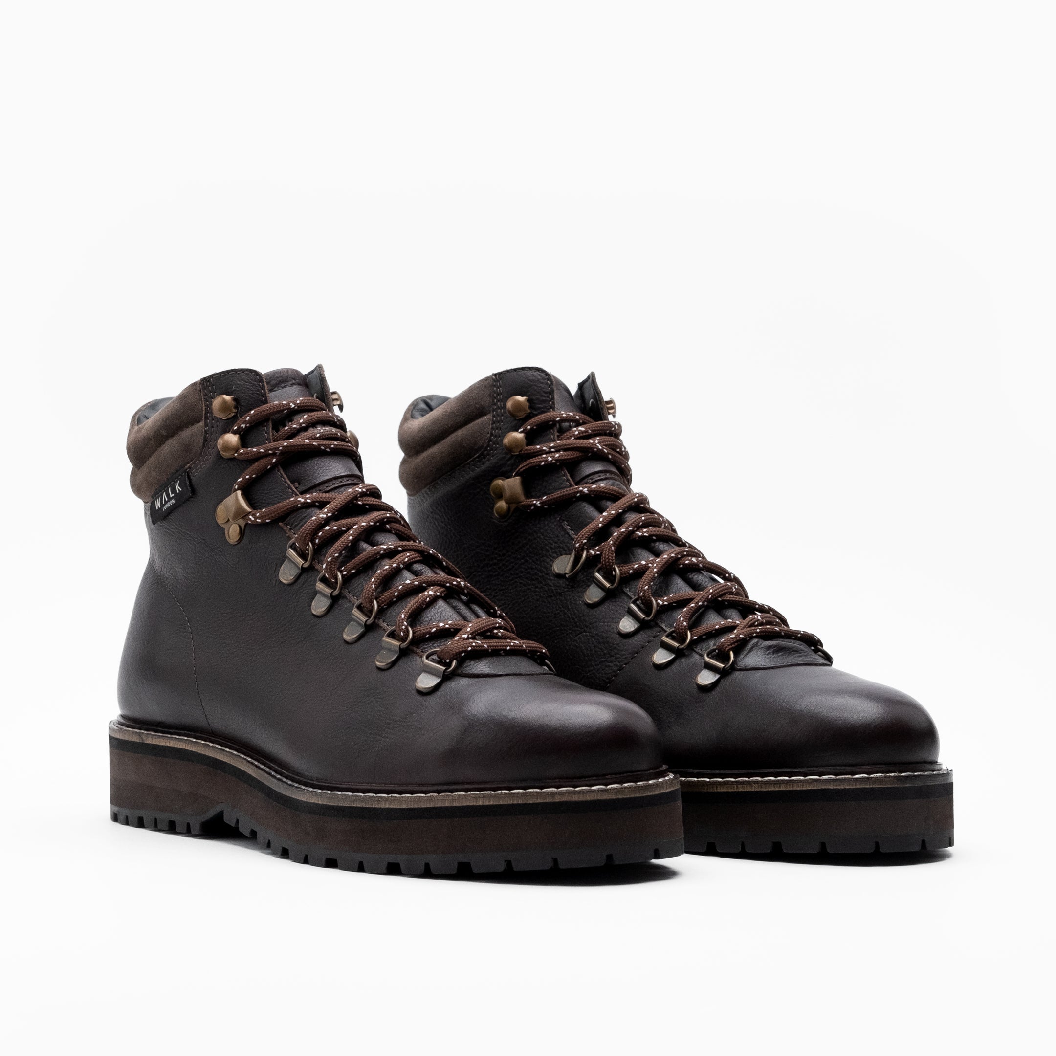 Walk London Mens Connery Hiking Boot in Brown Leather