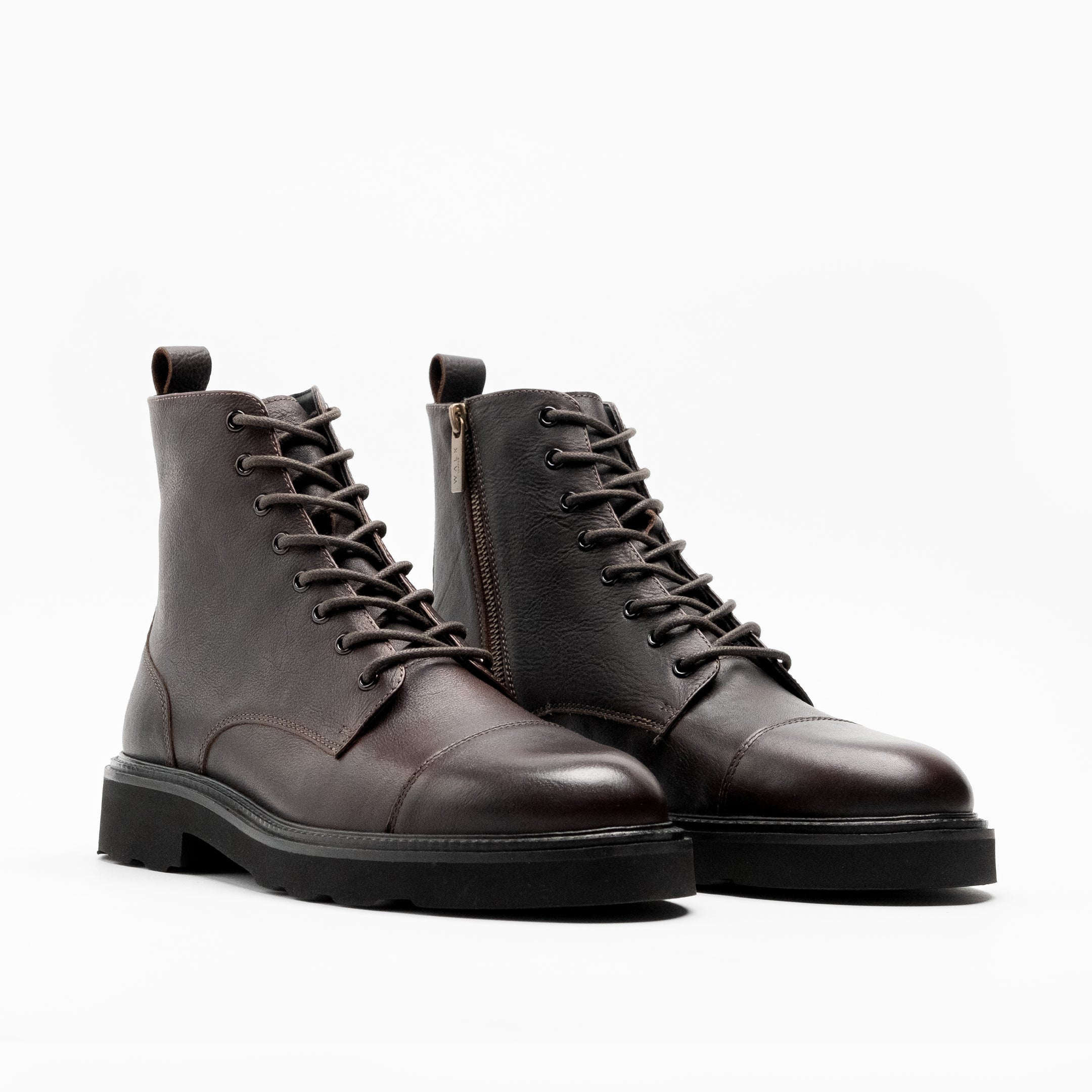 Walk London Mens - Max Toe Cap Boot - Brown Leather