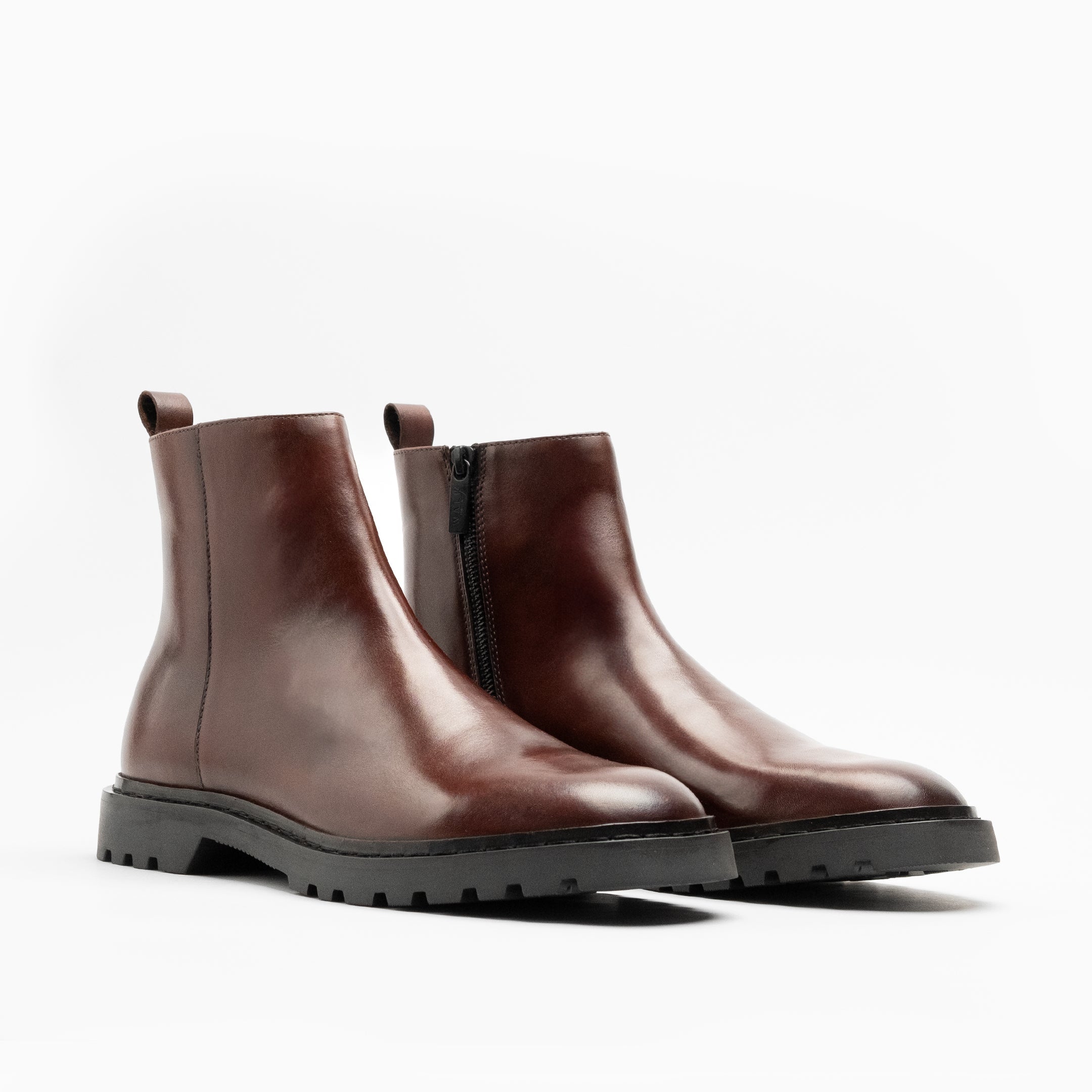 Walk London Mens - Milano Inside Zip Boot - Brown Leather