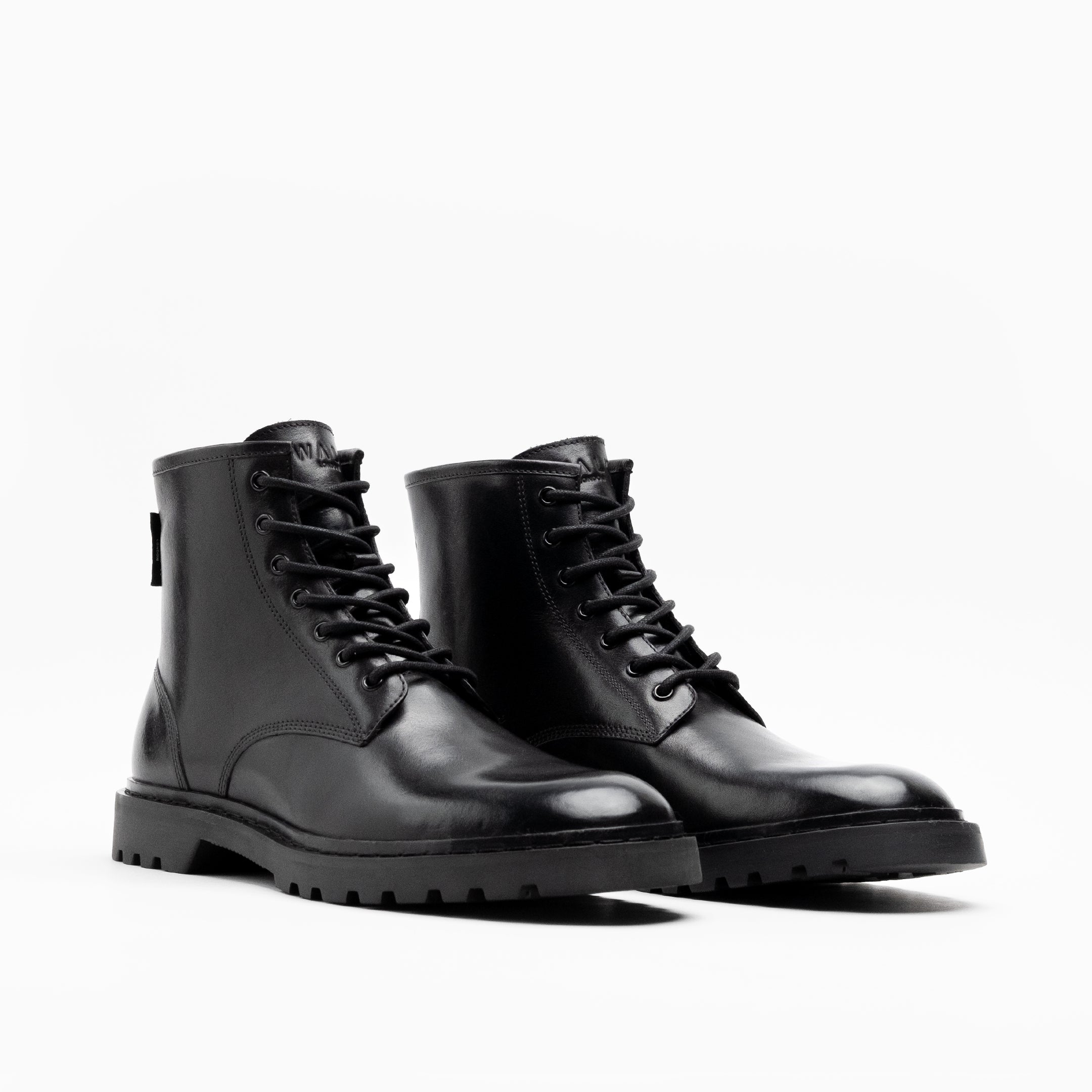 Walk London Mens - Milano Lace Boot - Black Leather