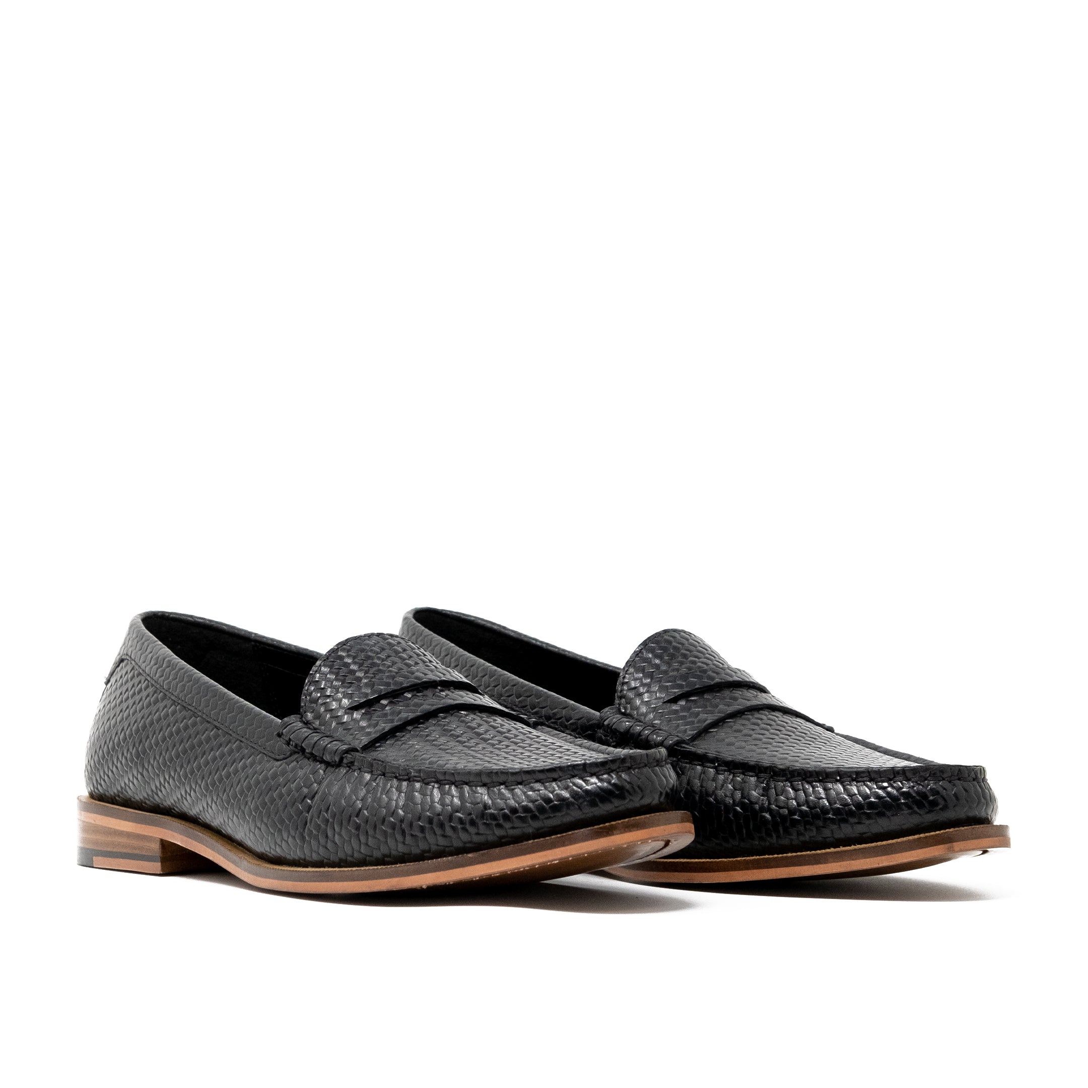 Riva Weave Saddle - Black Weave Leather