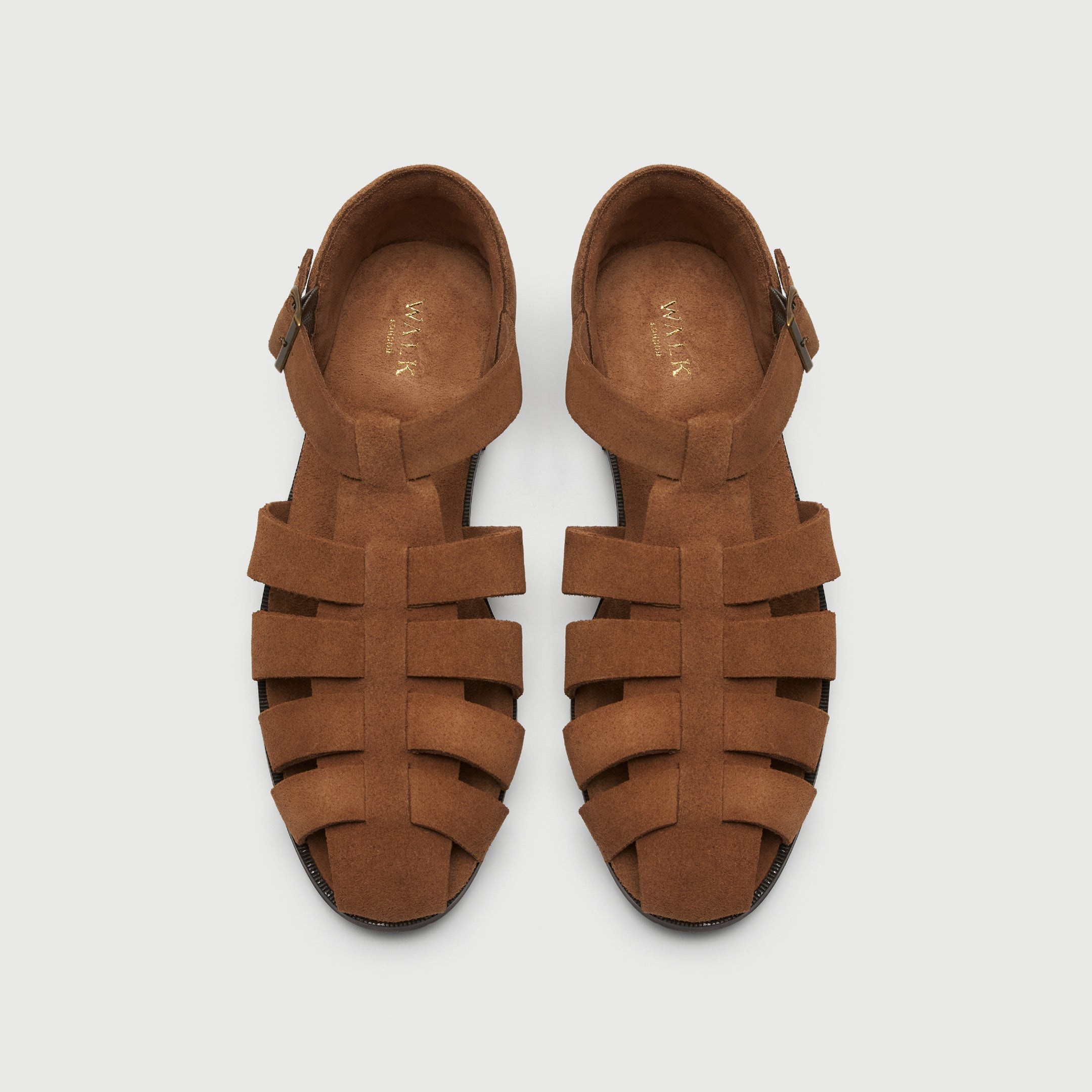 Walk London Promenade Tan Suede Men's Sandal top view