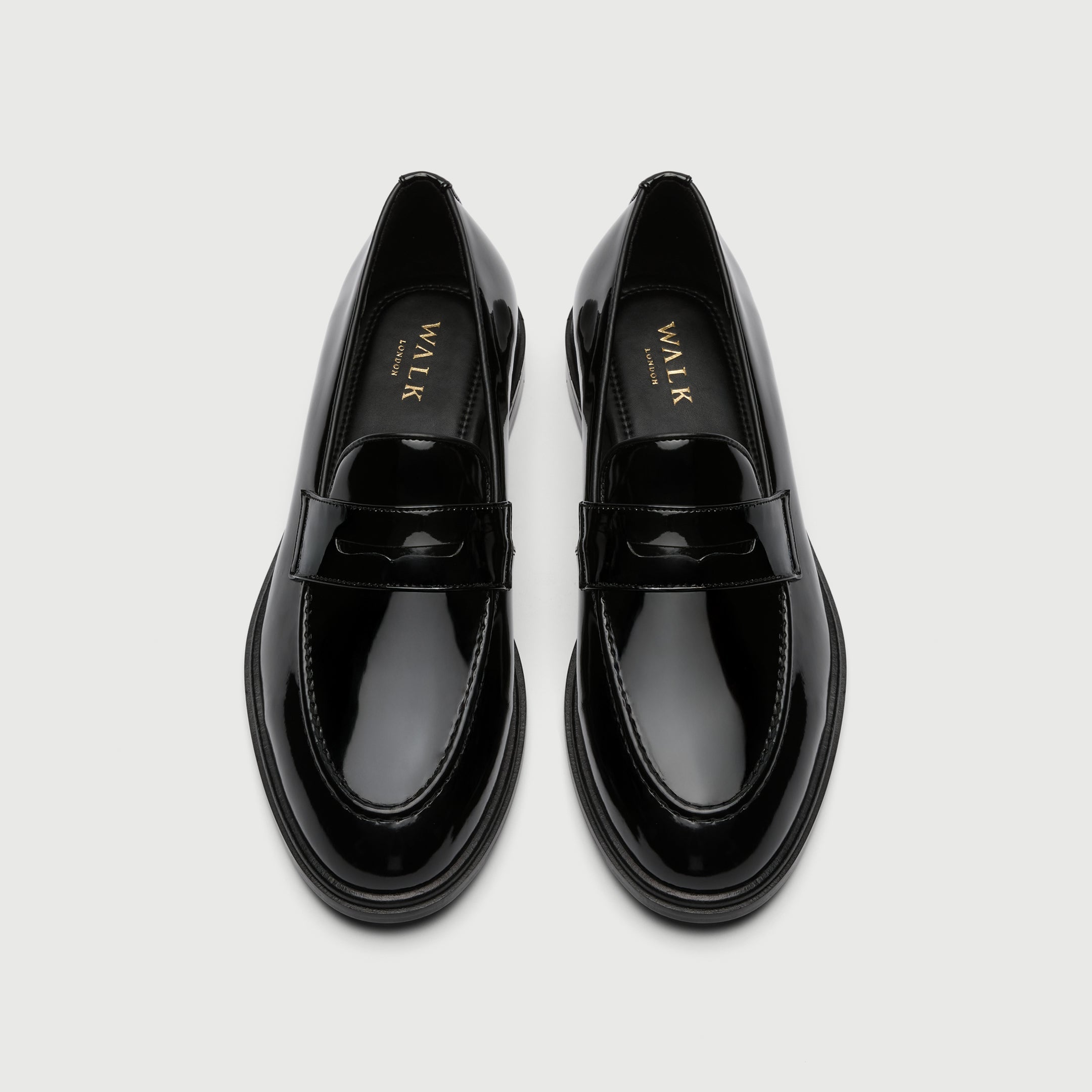 Walk London Putney Black Patent Loafer top view