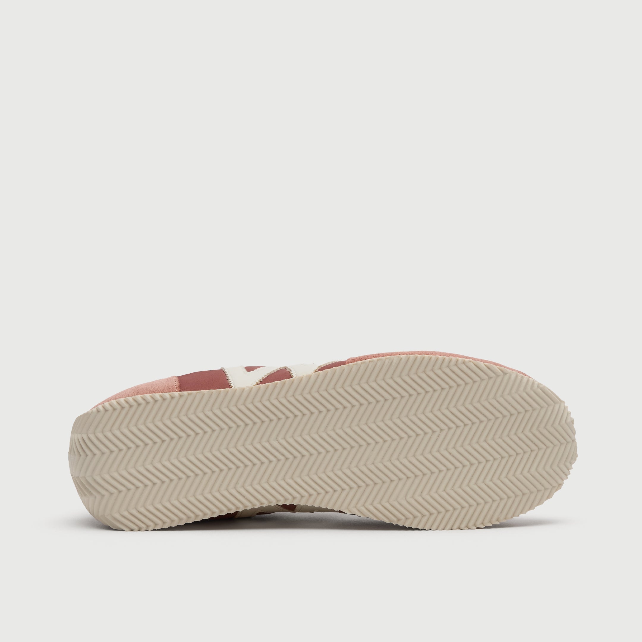 Walk London Retro Runner Mens Trainer in pink suede and textile with white ridged sole