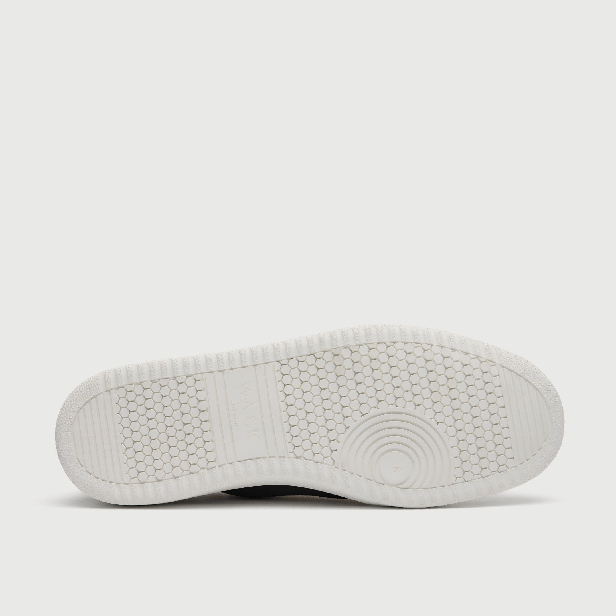 Walk London Rimini Men's Black Suede and Leather Elasticated Trainer white sole view