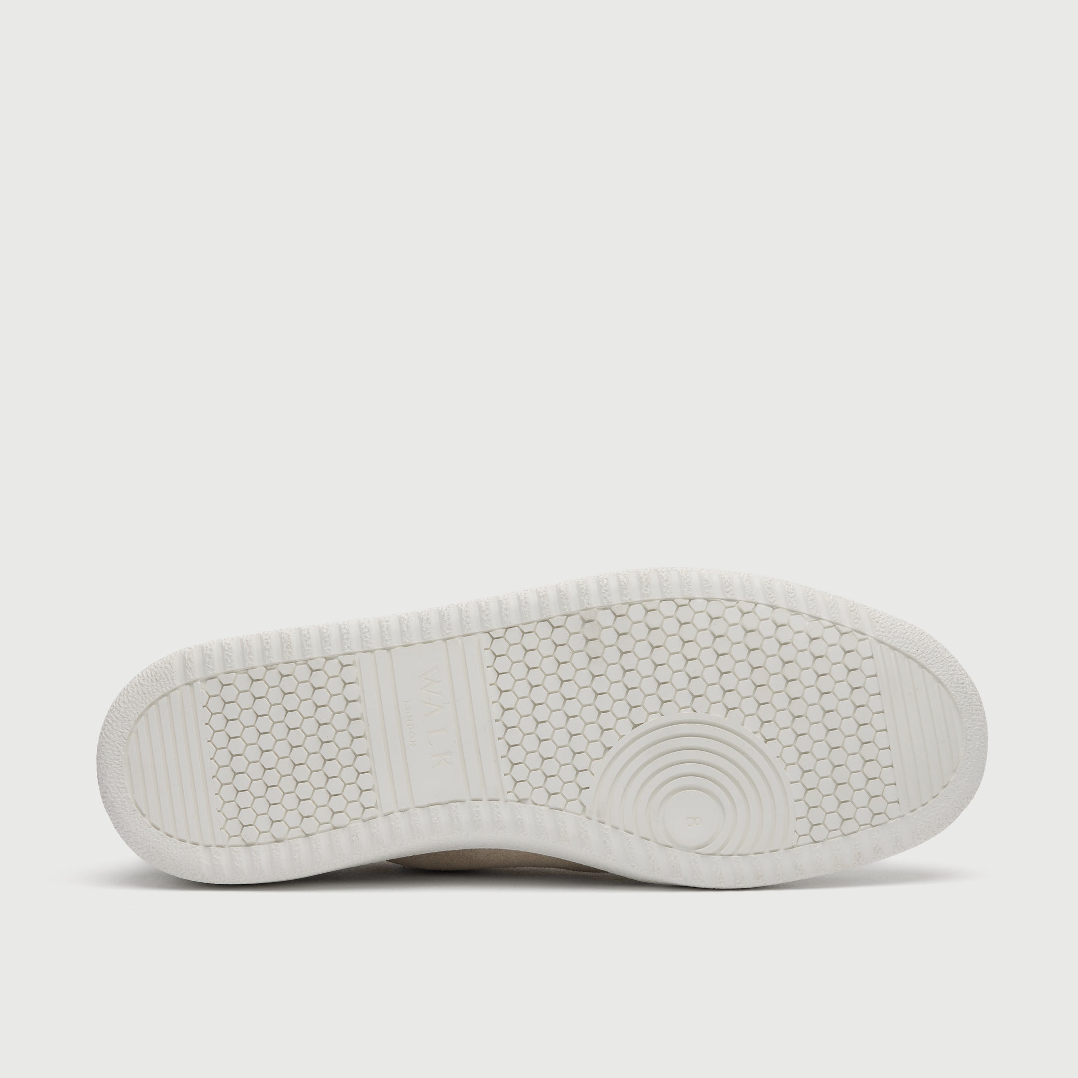 Walk London Rimini Stone Suede Elasticated Trainer white sole view