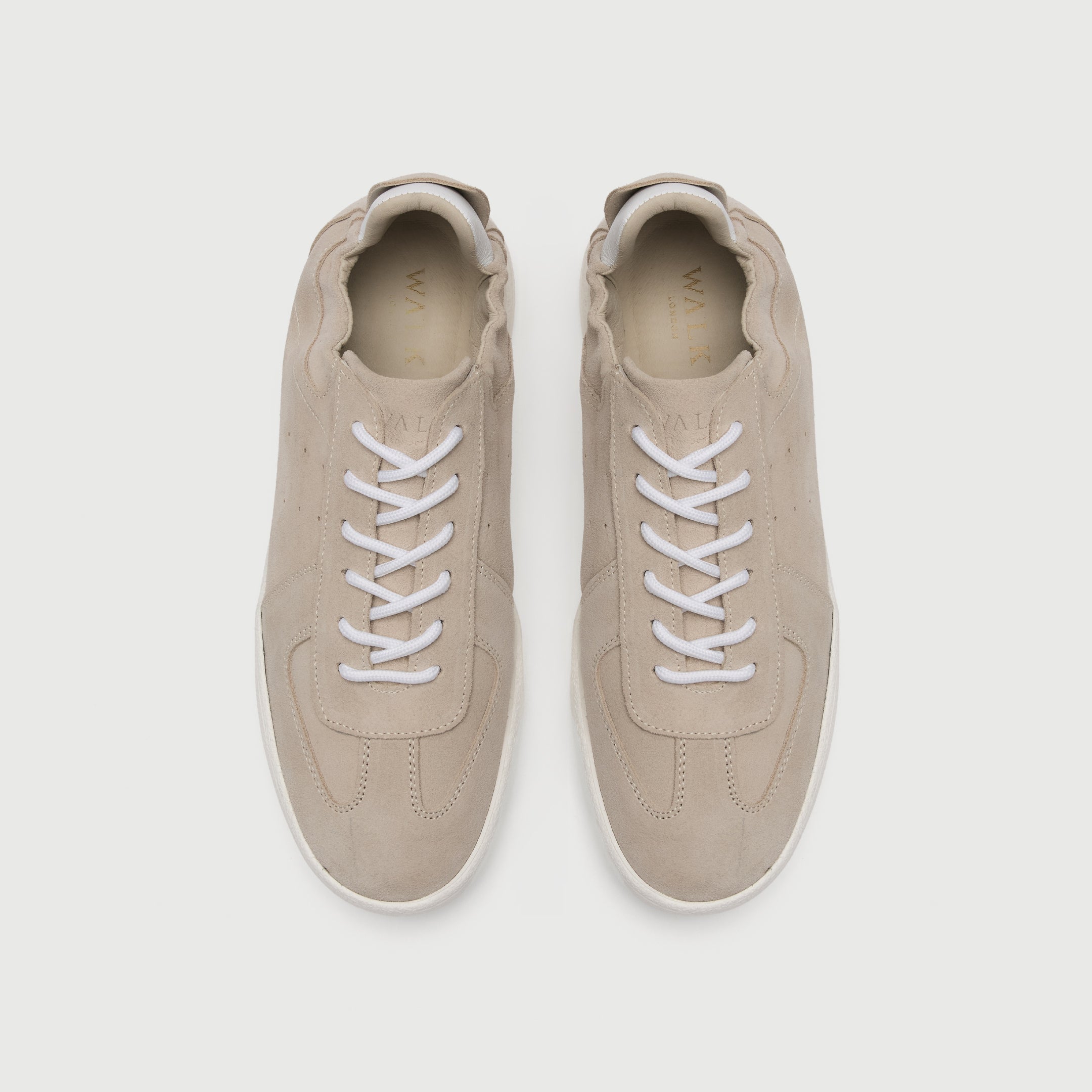 Walk London Rimini Stone Suede Elasticated Trainer top view