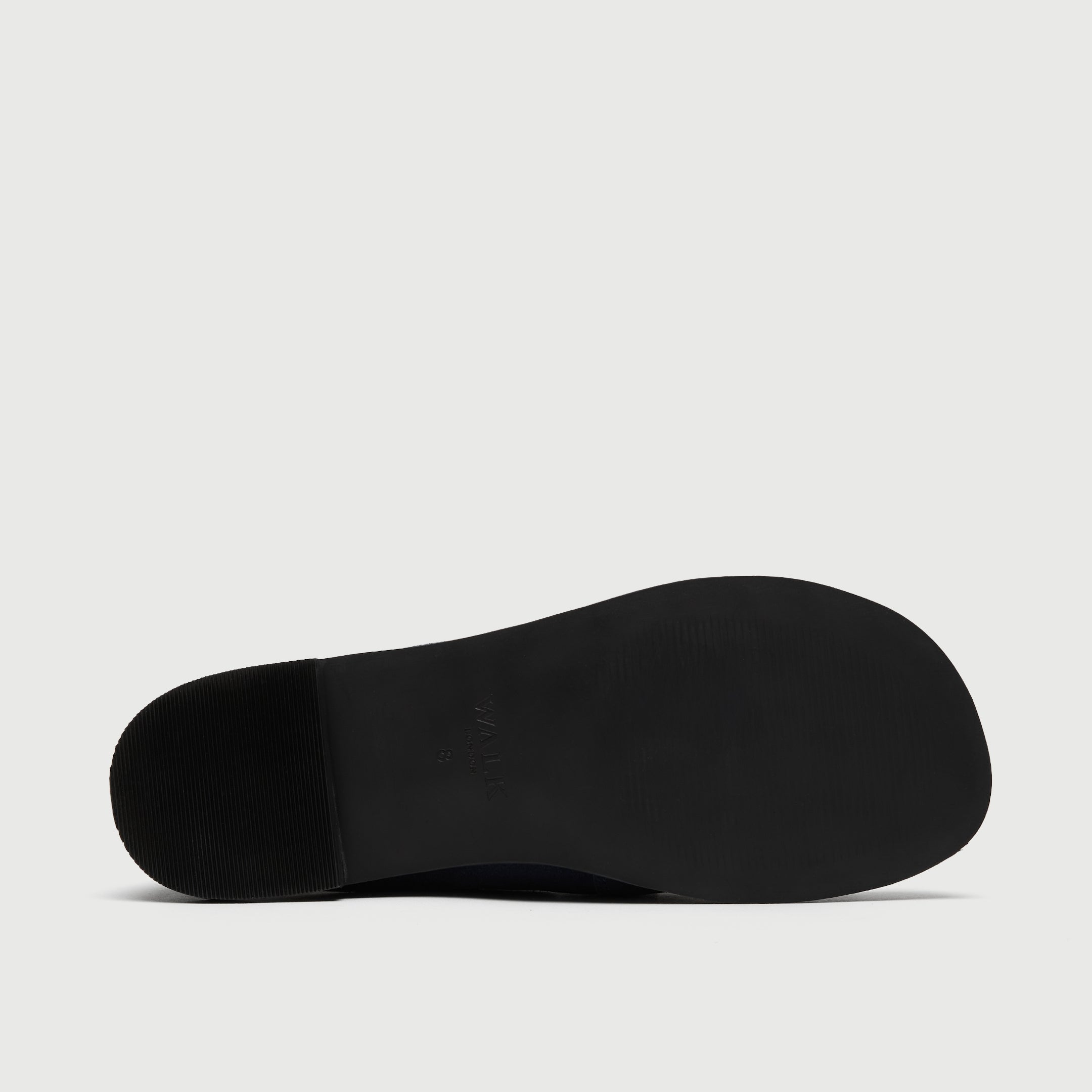 Walk London Roma Boat Shoe Suede in Navy sole view