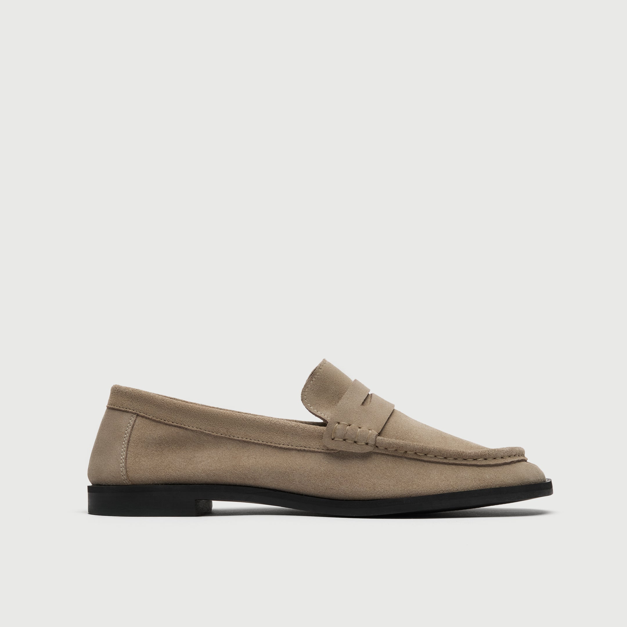 Walk London Roma Stone Suede Saddle Loafer side view