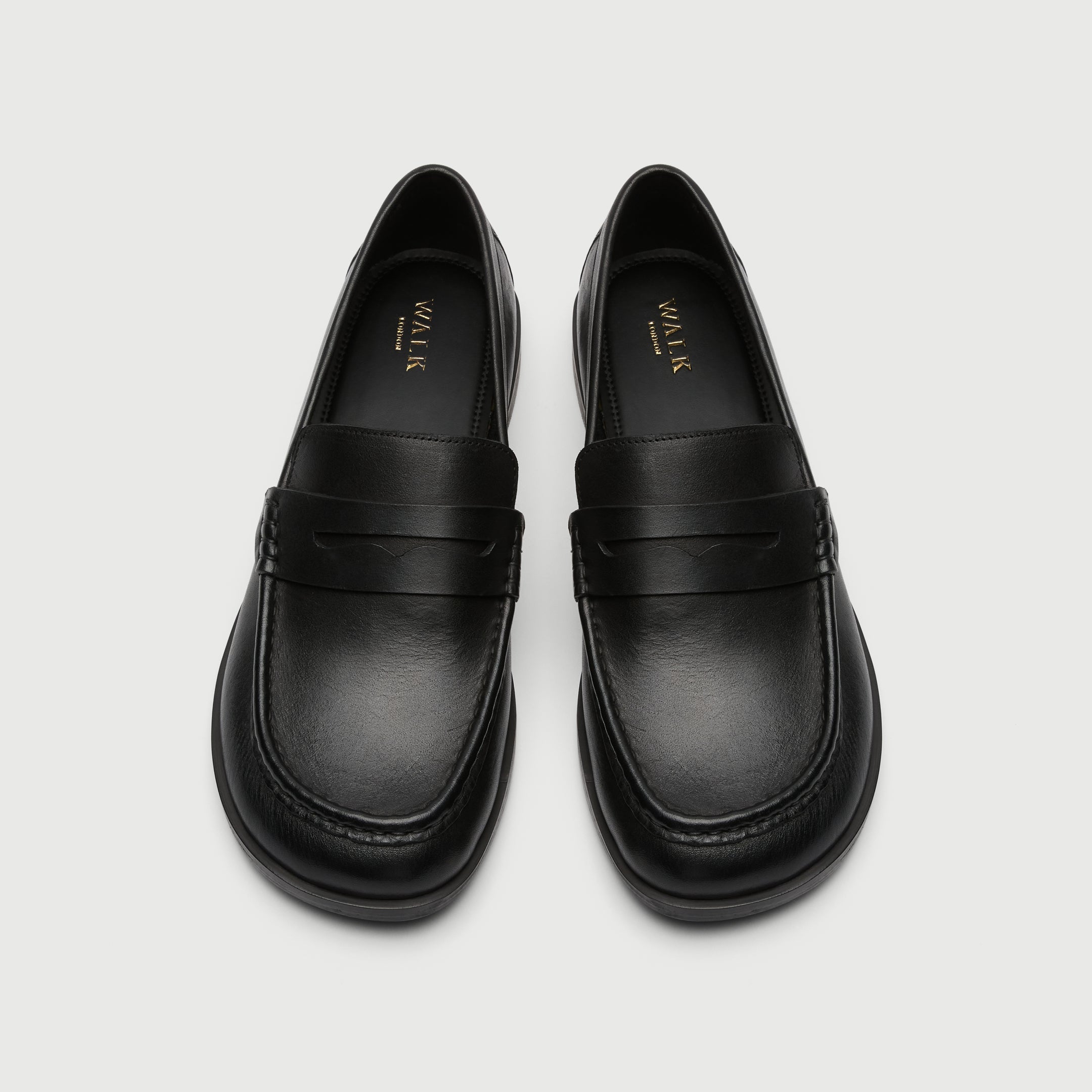Roma Black Leather Saddle Loafer top view