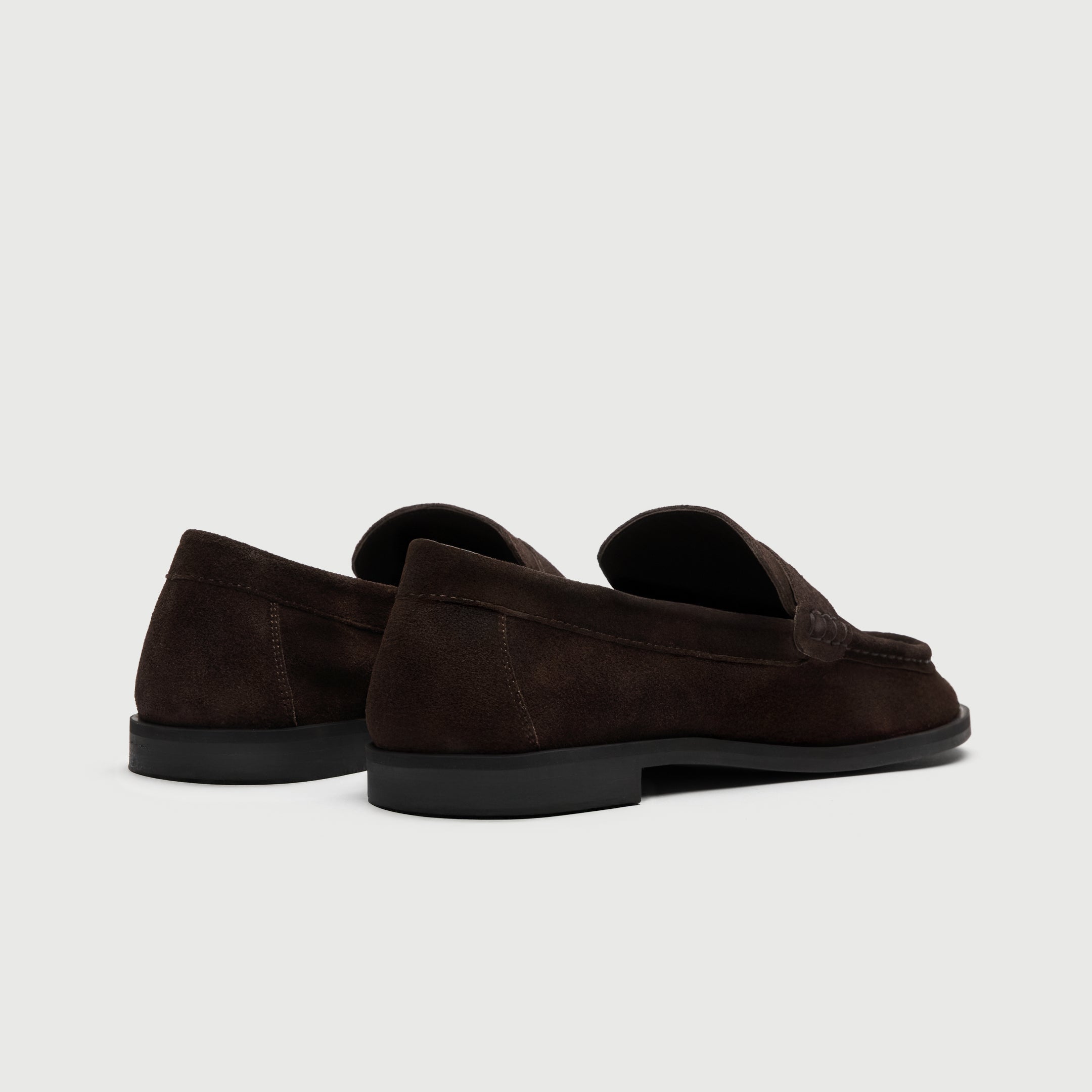 Walk London Roma Brown Suede Saddle Loafer heel view