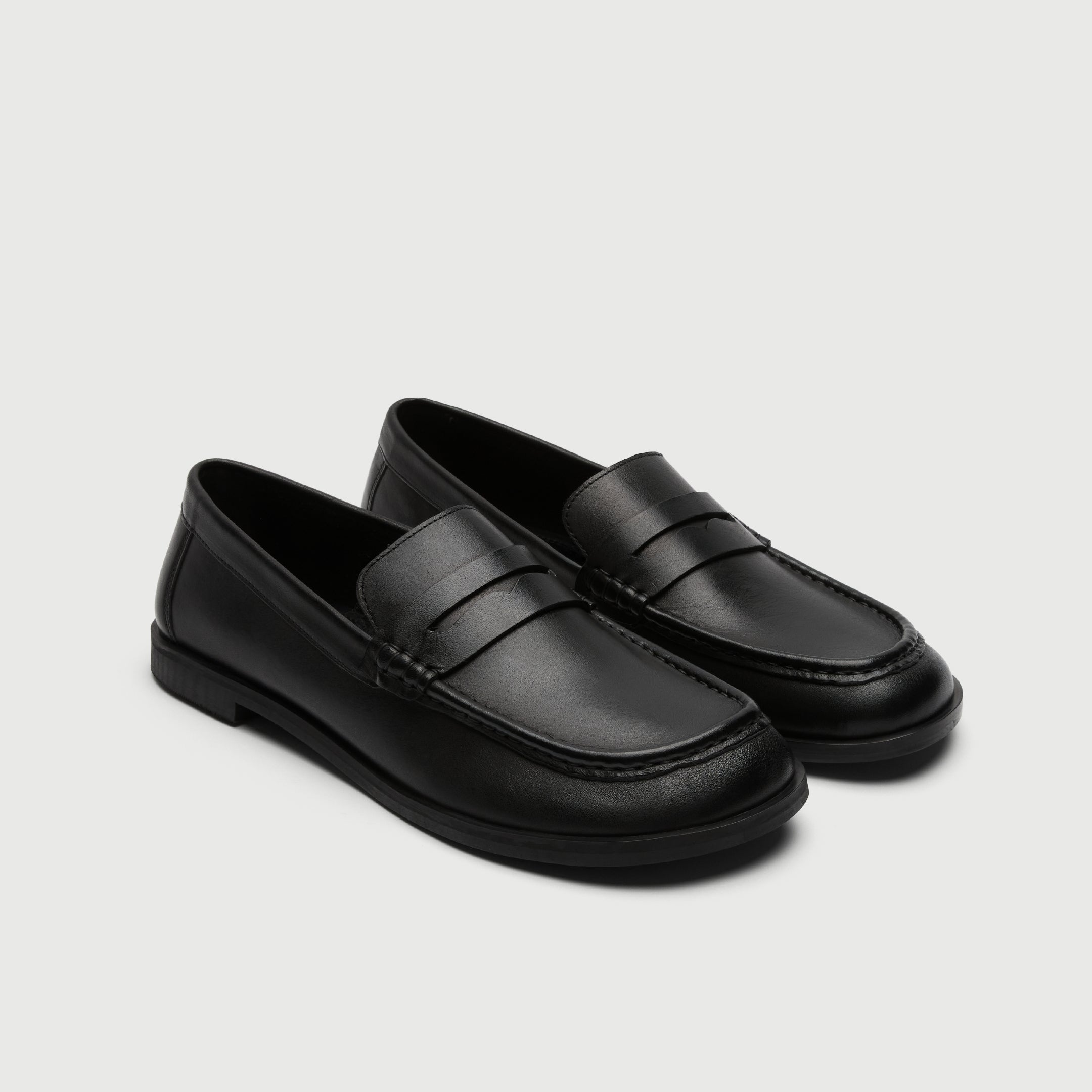 Roma Black Leather Saddle Loafer three quarter view