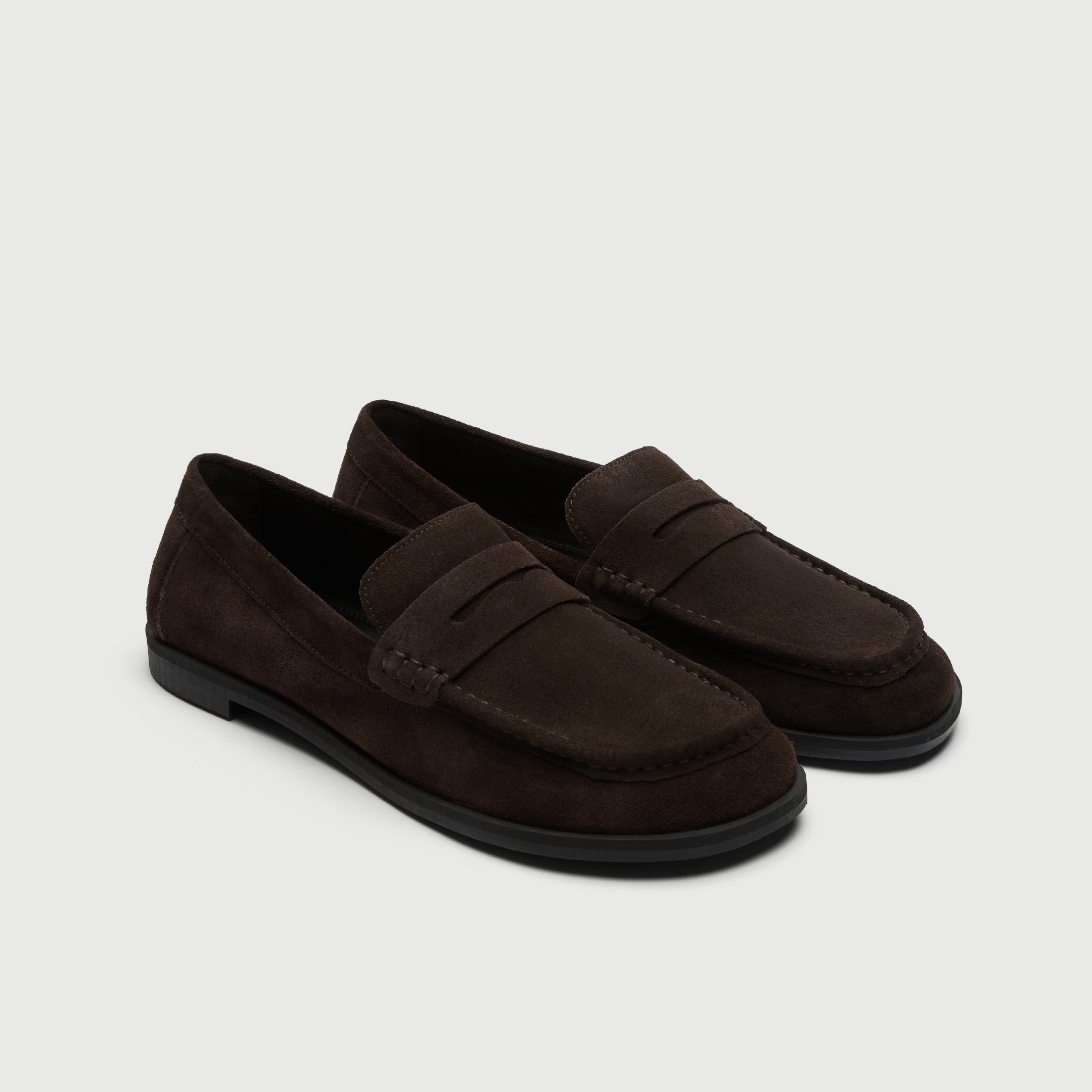Walk London Roma Brown Suede Saddle Loafer three quarter view
