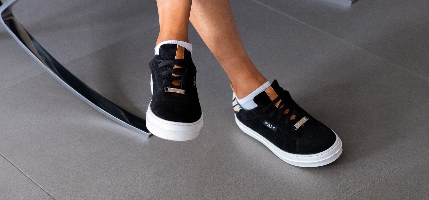 Walk London Womens Sahara Sneaker in Black Suede